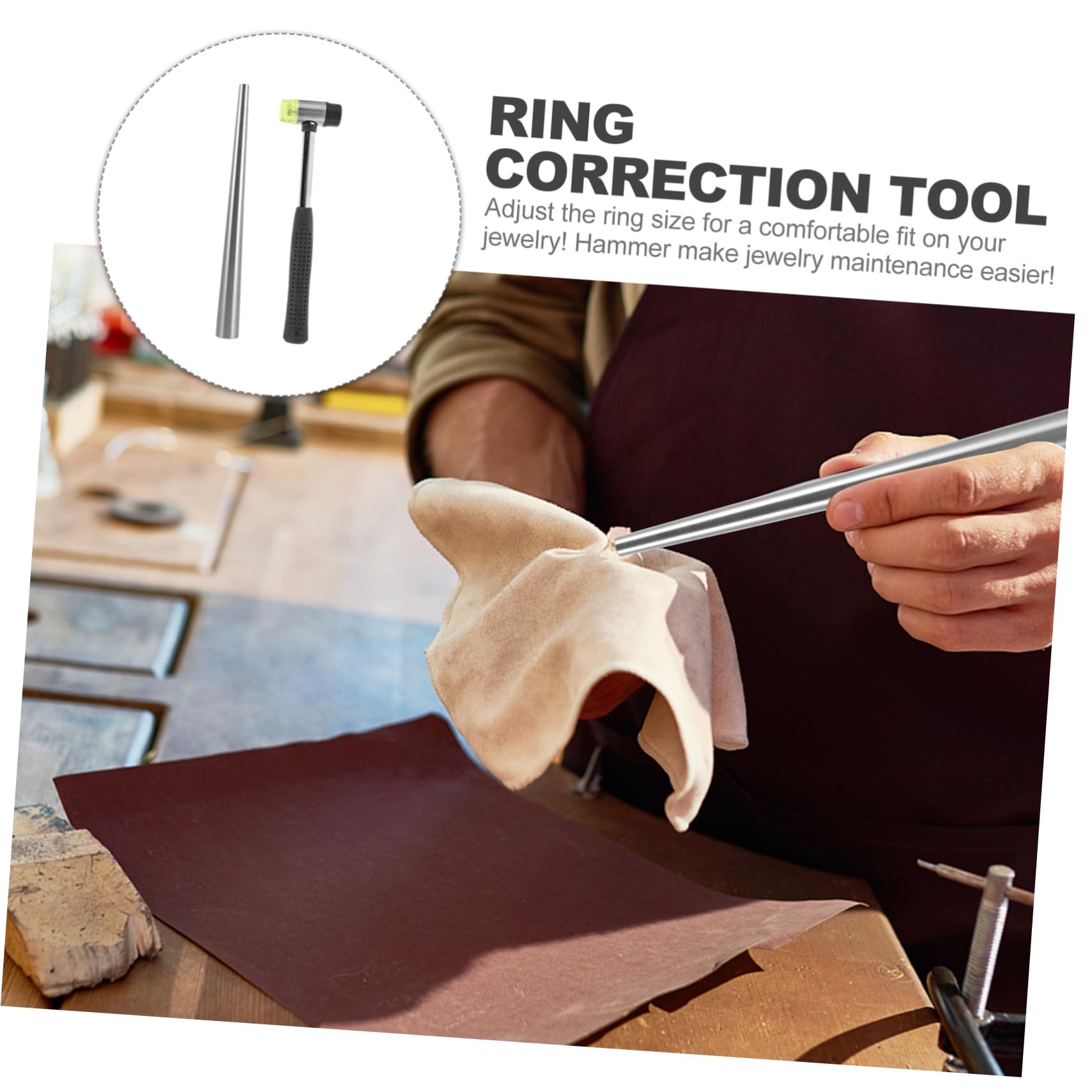 KALLORY Ring Mandrel for Ring Making Lightweight Rubber Hammer DIY Jewelry Tools Set