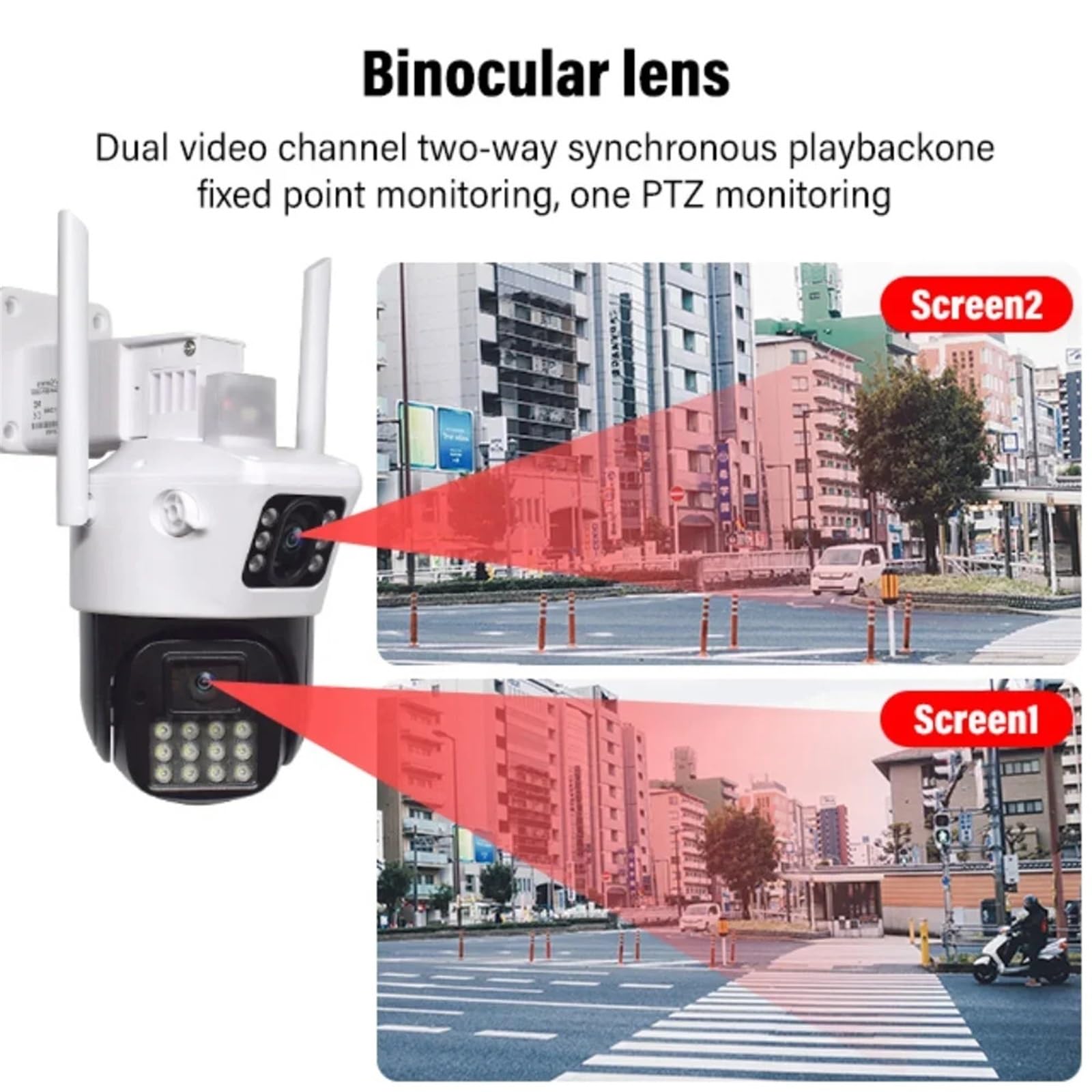 Kamera 5MP z dwoma ekranami WiFi PTZ z detekcją człowieka AI, zewnętrzna kamera monitoringu CCTV 4K, kamera IP do monitoringu(5MP NO SD Card)
