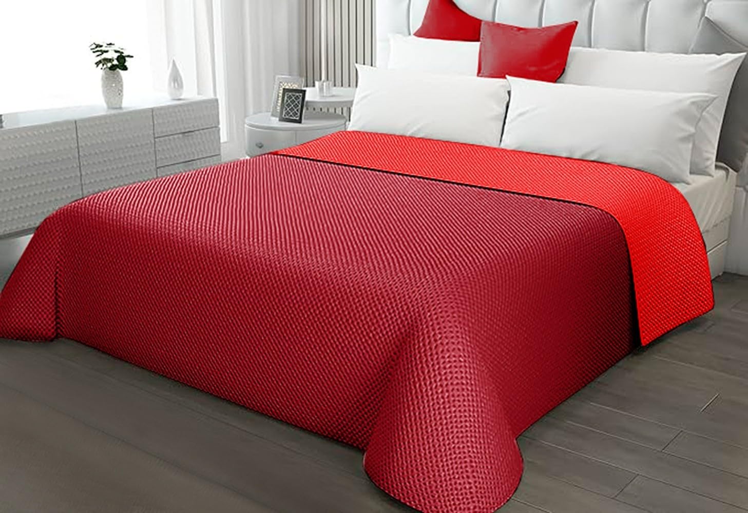 emmevi Trapuntino Copriletto Double Face Mezza Stagione Coperta Leggera 1 Piazza e Mezza Bordeaux