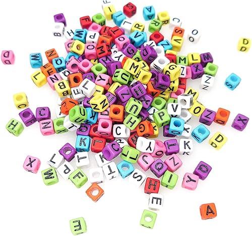 Miniatura 3 de 800 cuentas de letras acrílicas con forma de cubo plateado de 0.236 x 0.236 pulgadas, formas mixtas de plástico, cuentas sueltas de bricolaje para