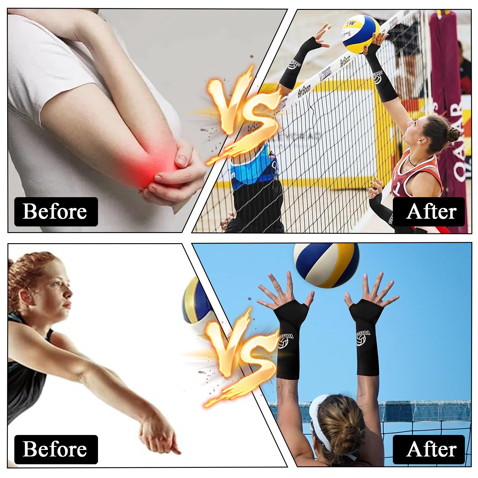 1 Par Manguitos Voleibol Niña Manguitos Voleibol Mujer Mangas Voleibol PUños con Almohadillas Protectoras y Orificios para Pulgares para Golf Ciclismo y Baloncesto