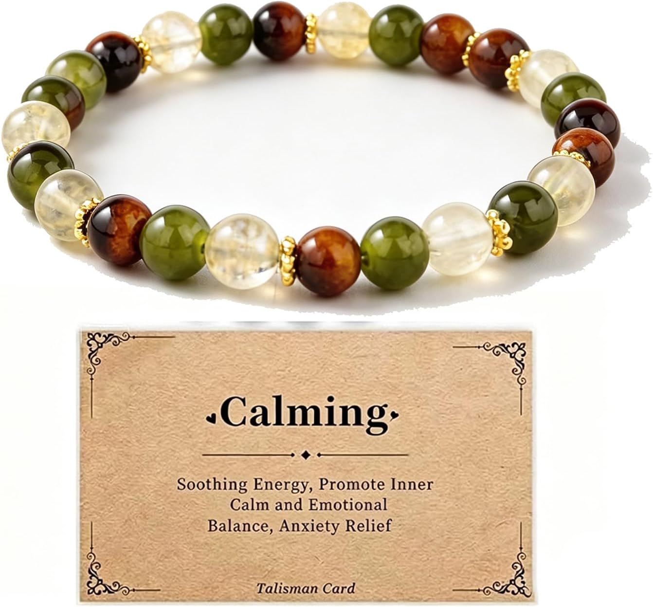 Menopause Bracelet for Women, Natural Crystal Elastic Bracelets Hot Flashes & Anxiety Relief Calming Balance Menopause's Support Jewelry Gift With Card