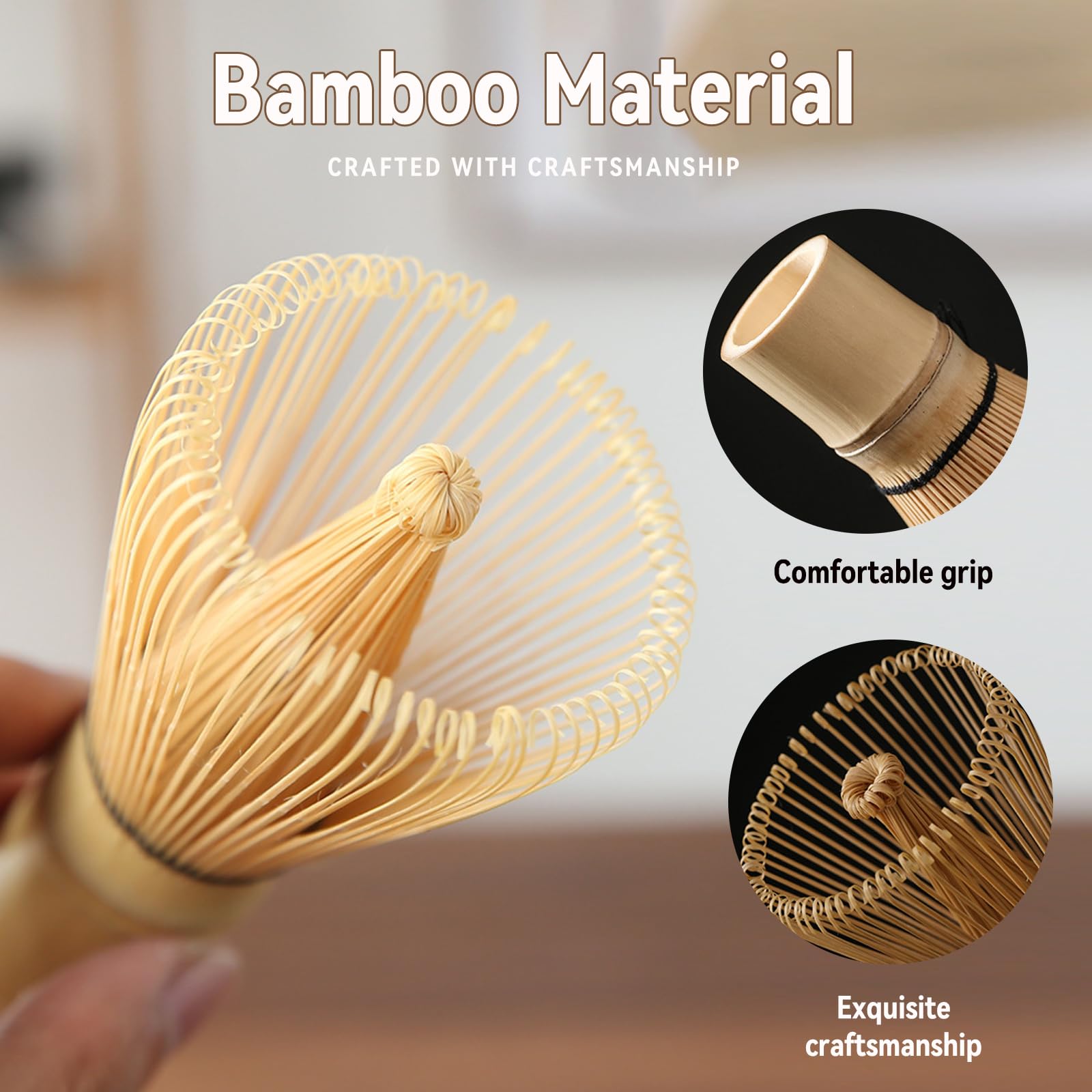 Ensemble de 9 accessoires pour matcha, fouet à matcha, cuillère en bambou, porte-fouet, porte-fouet pour la cérémonie du thé