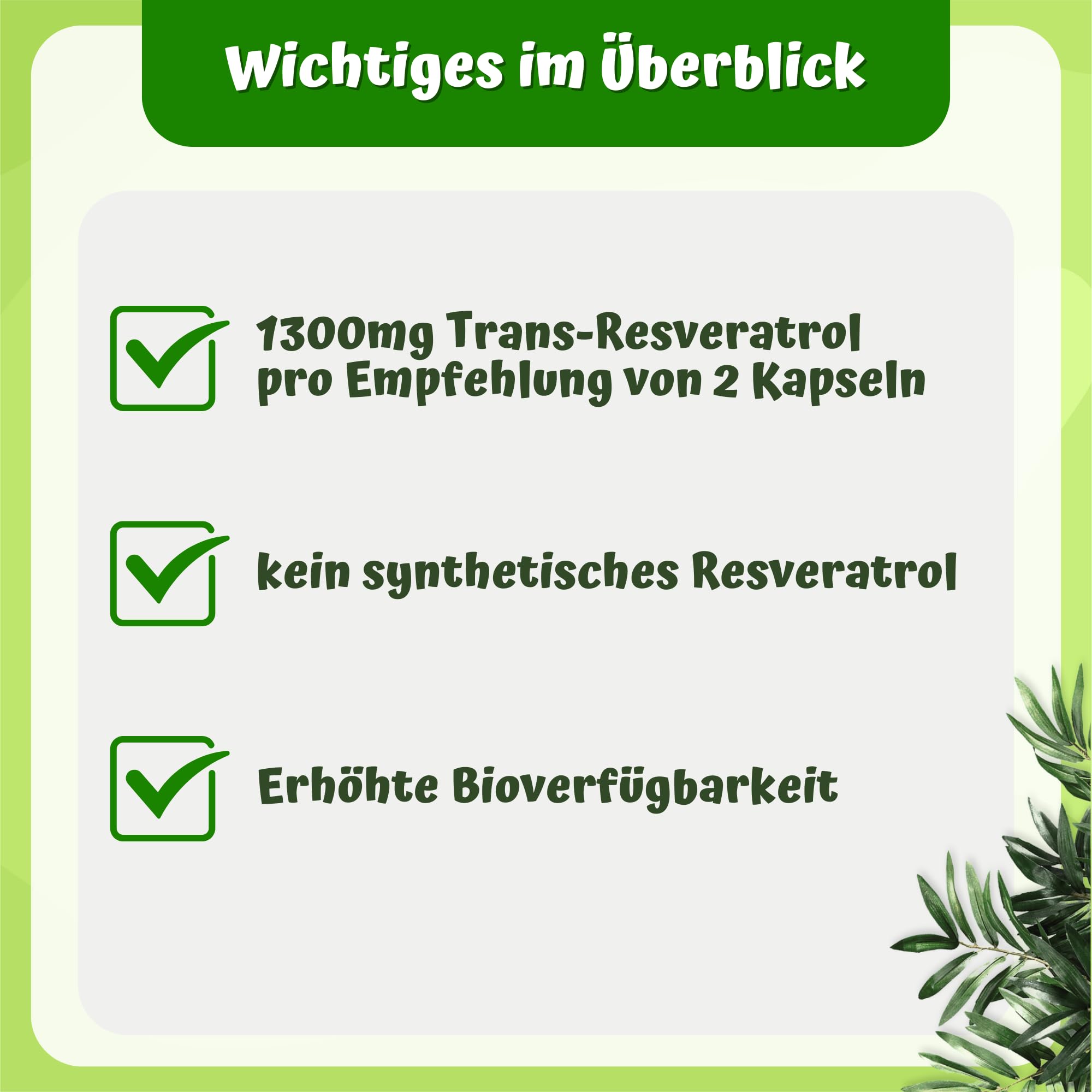 180 Trans-Resveratrol Kapseln hochdosiert - 100:1 Extrakt -1300mg pro Tag