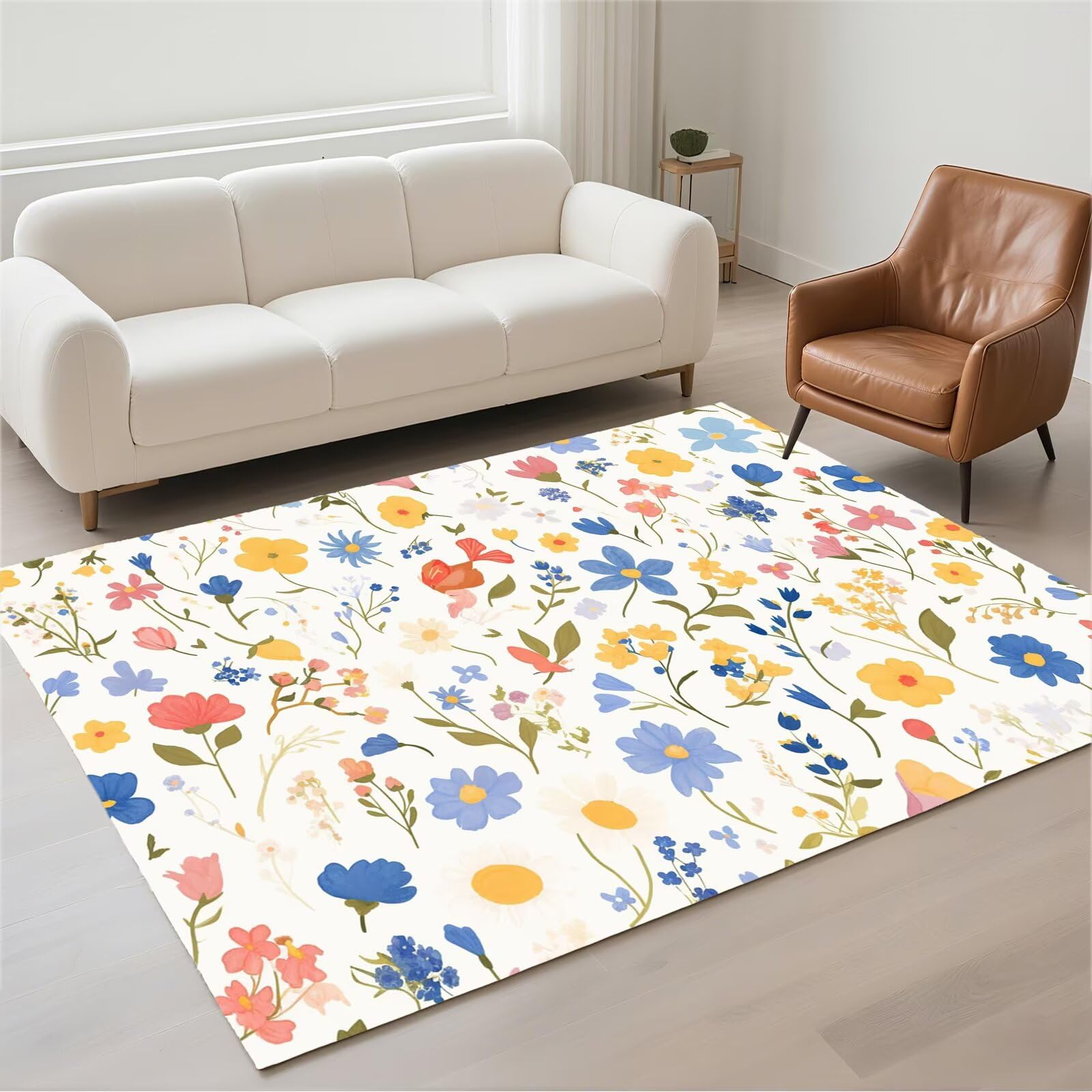 Petit tapis lavable en machine antidérapant et résistant Flower 13-111