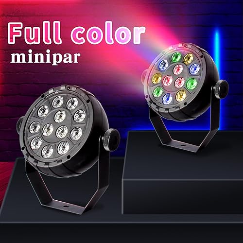 Miniatura 4 de Luz de DJ, 12 luces LED para fiestas de interior, control de luz de escenario móvil activado por sonido, bola de discoteca para bar, concierto,