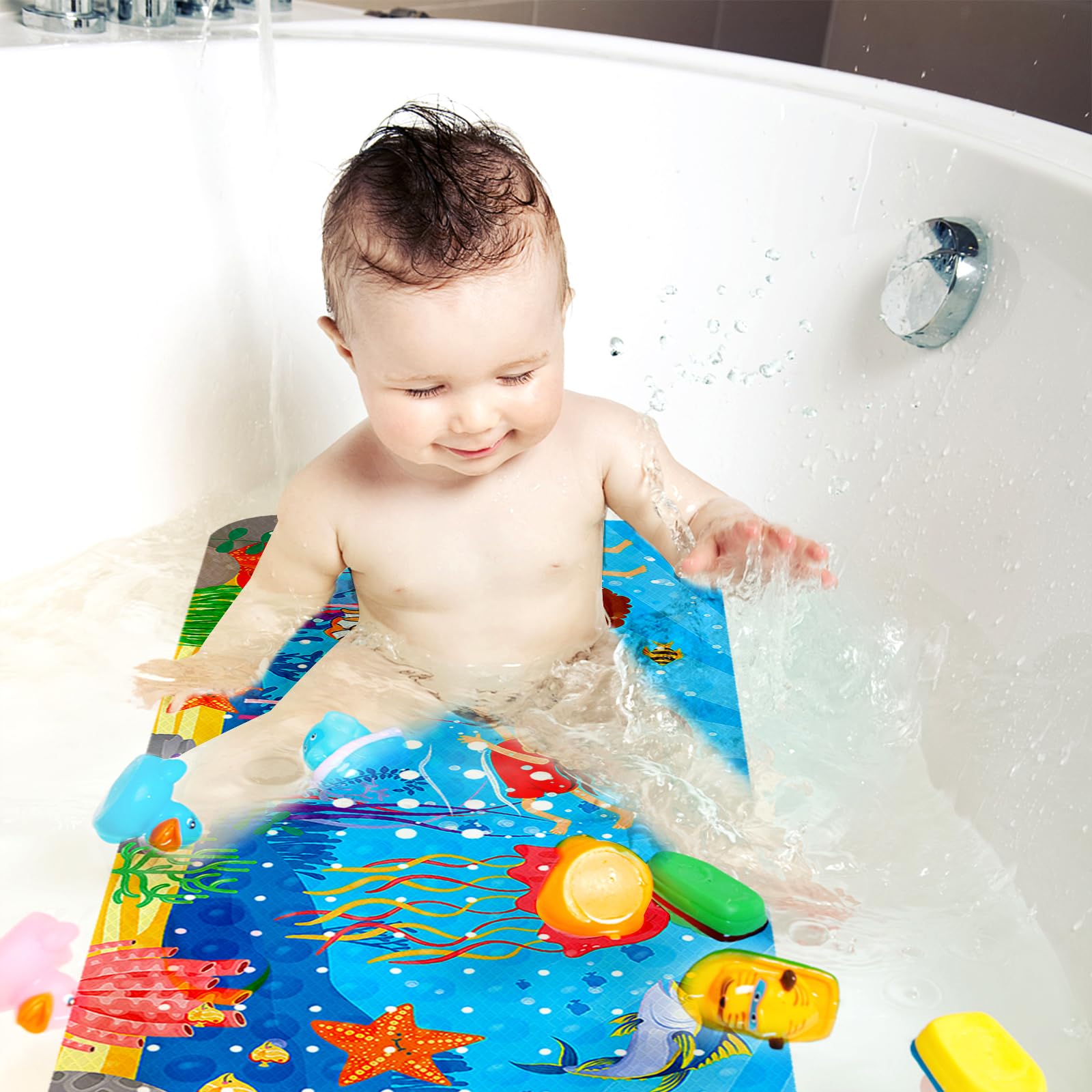 Tapis De Bain Antidérapant, Avec Ventouse Et Trou D'évacuation, Adapté
