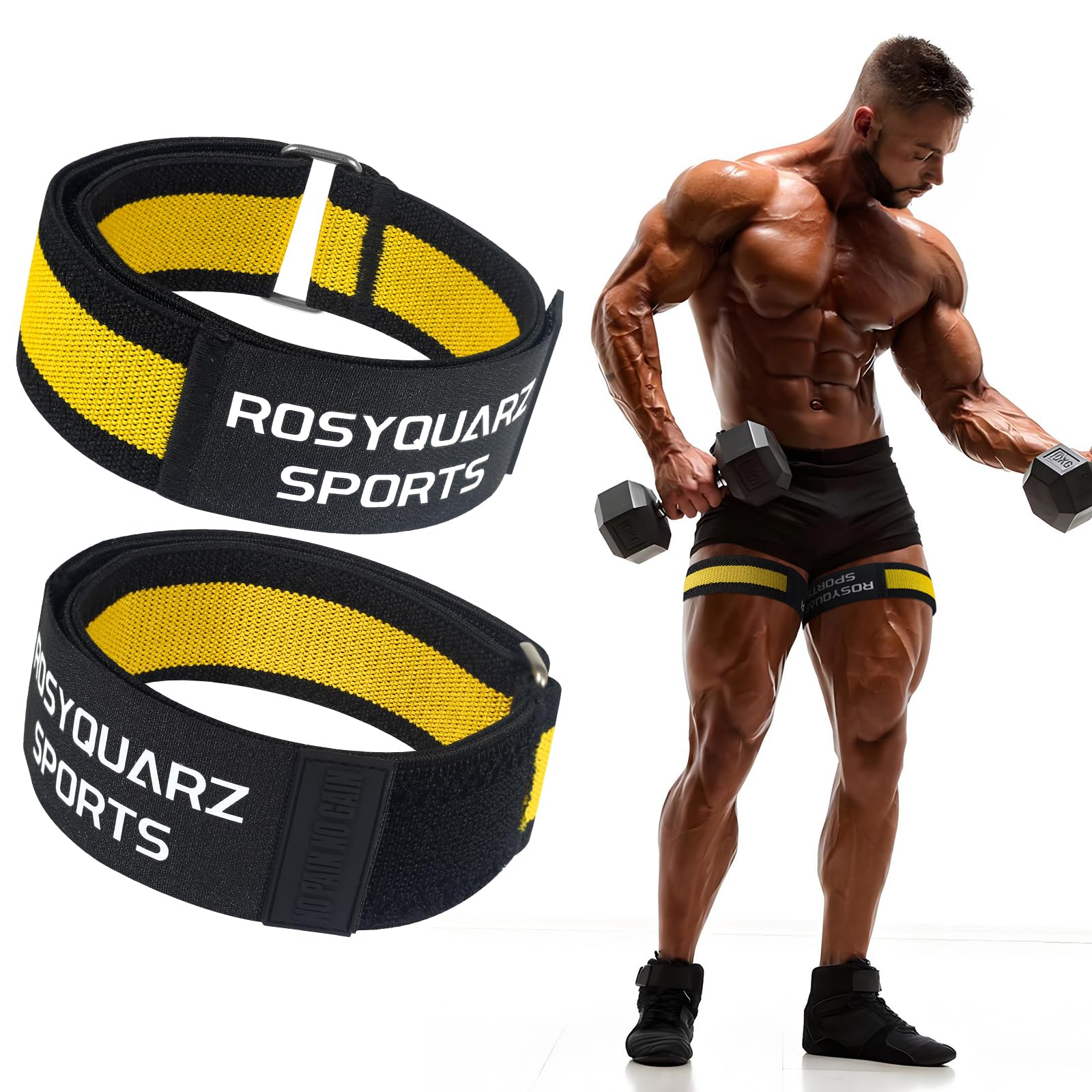 Booty Bands, Blood Flow Restriction Bands, Arm Bands Adjustable Gym Straps for Occlusion Training, Help Increase Muscle Mass in Women & Men Without Heavy Weight Lifting