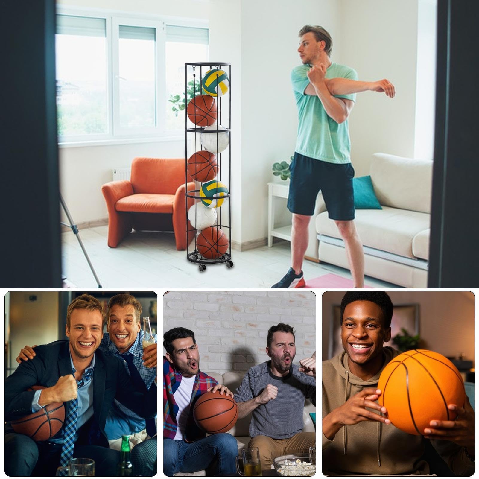 Multifunktionales Basketballregal, stabile Ballstütze für Wohnzimmer, Schlafzimmer, Garage, Fitnessstudio, Sportclub – Aufbewahrungslösung für drinnen und draußen