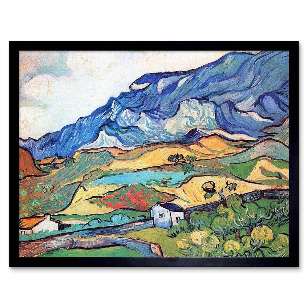 Wee Blue Coo Vincent Van Gogh Les Alpilles Mountain Landscape Art Print Framed Poster Wall Decor 12X16 Inch