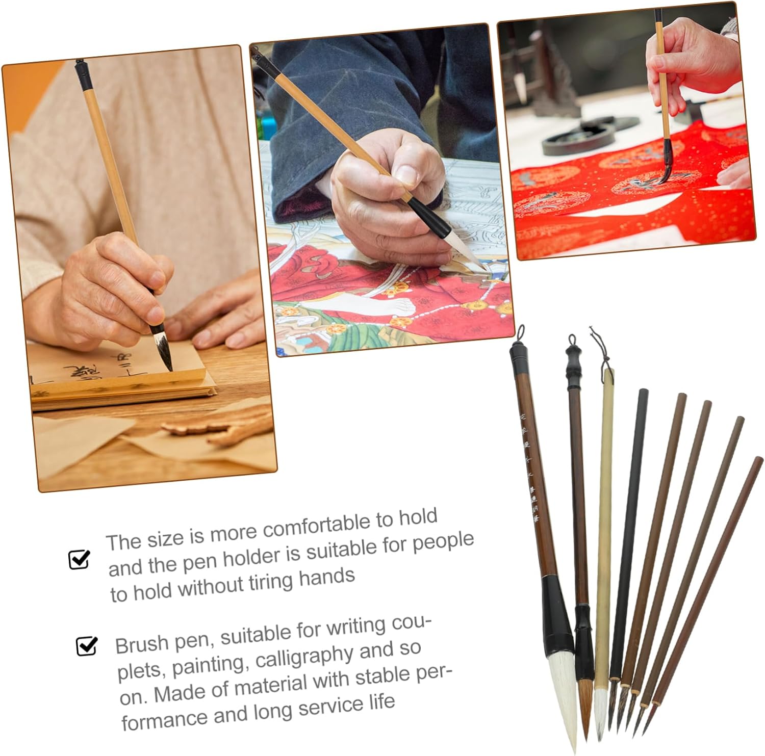 NUOBESTY Paint Brush 1 Set Brush Set Calligraphy for Japanese Stationery Portable Watercolor Long Calligraphy Ink Color Chinese Water Pen Major Fountain Pen Travel