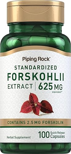 Piping Rock Coleus Forskohlii Cápsulas  250 mg  100 unidades  Extracto estandarizado  Sin OMG, suplemento sin gluten