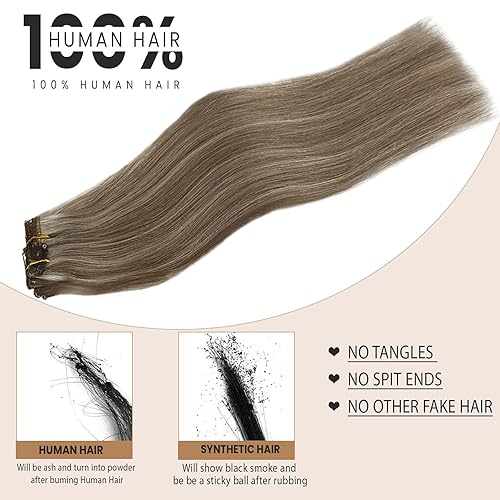 Miniatura 2 de Extensiones de cabello humano con clip, color burdeos, extensiones de cabello humano largo ondulado con clip, 2.47 onzas, 7 unidades, extensiones de