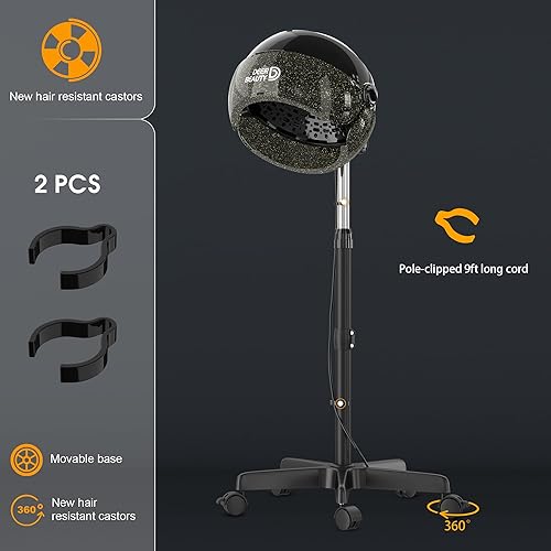 Miniatura 5 de Secador de pelo profesional de pie 1875 W de pie con capucha secador de pelo con generador iónico para estación de salón profesional, spa, uso