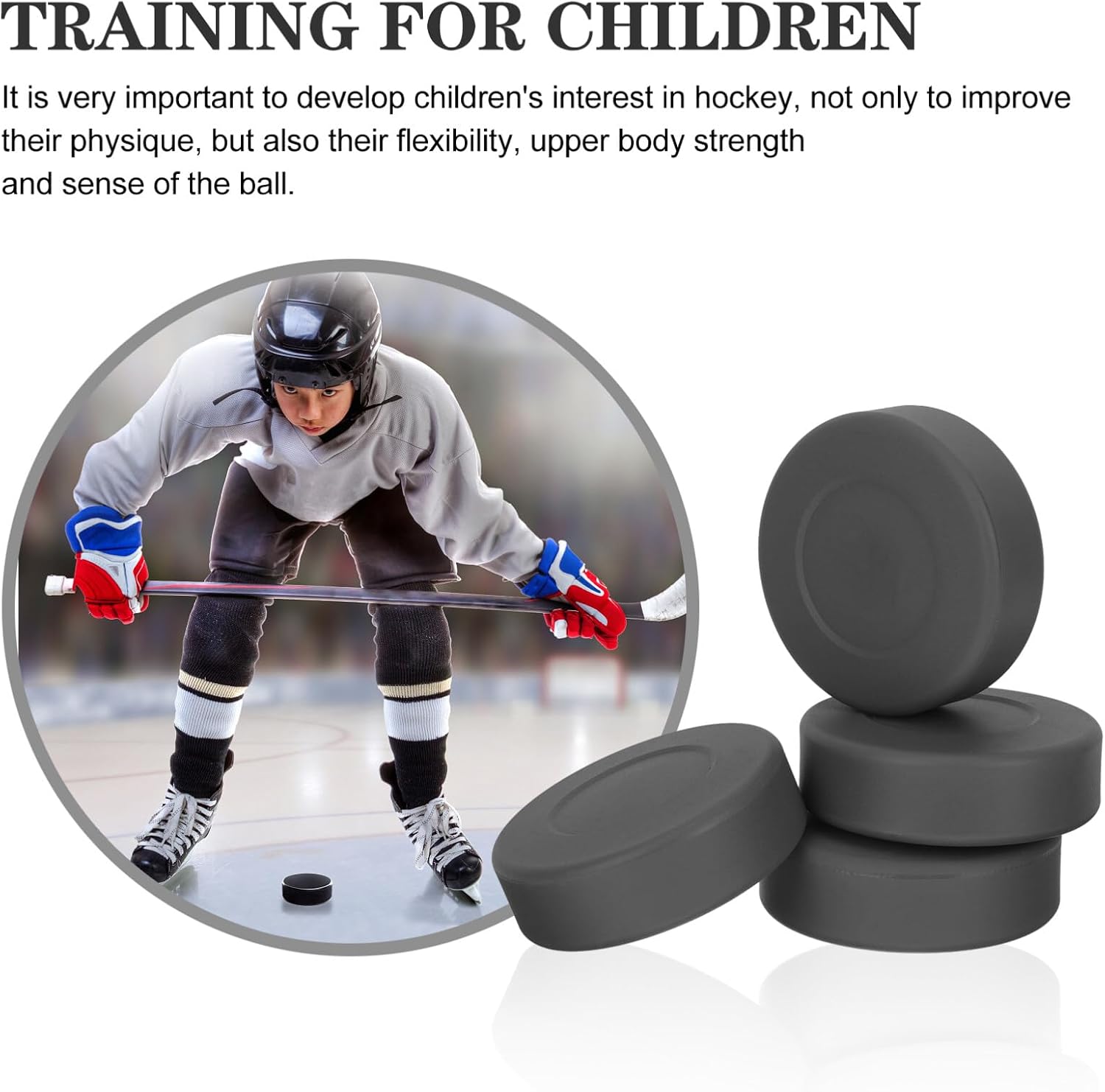 Gatuida Ice Hockey, 4 PCS Rubber Hockey Pucks Ice Hockey Puck for Indoor Floor Game Outdoor Sports Hockey Supplies