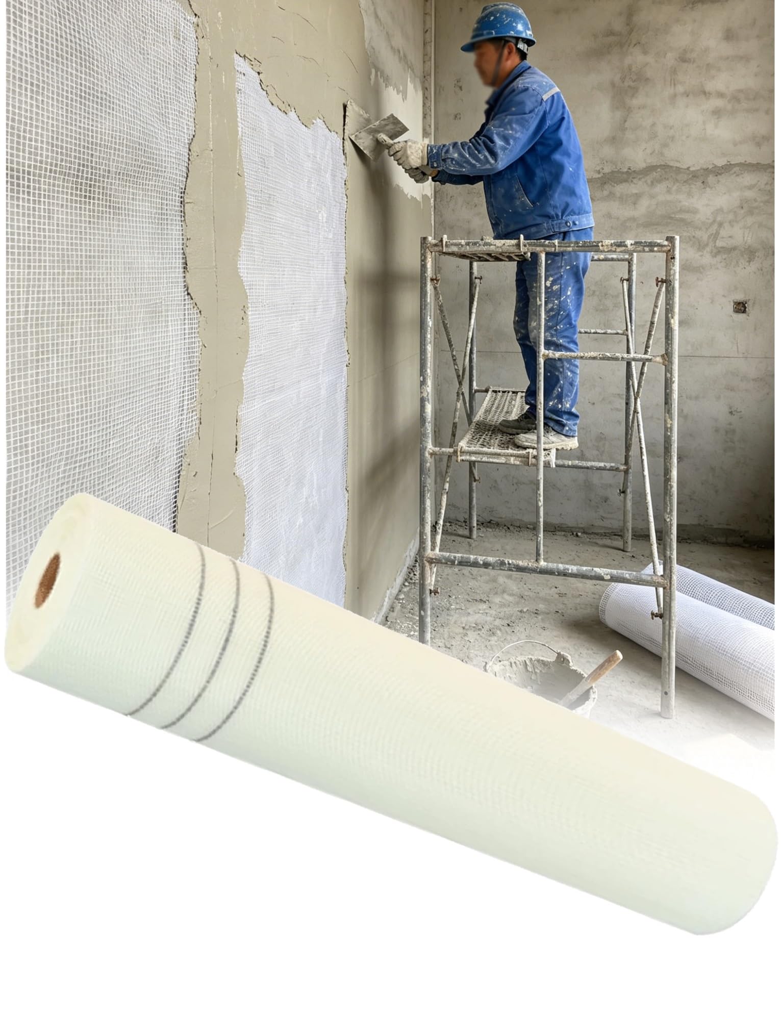 Alkalibeständige Glasfasernetzrolle for Verputzen, Putznetz, Rissreparatur und Wandverstärkung, Putzgelegegewebe, Breite 100 cm(L-35 meter-120g/㎡ Hole-0.5cm)