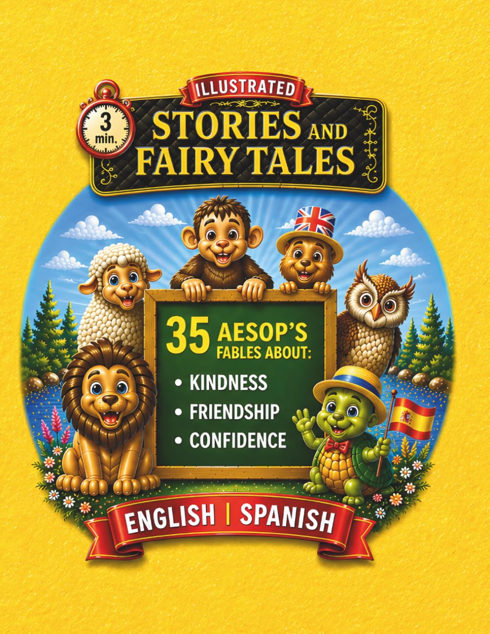 3-Minute Illustrated Aesop’s Fables, Fairytales, and Stories: Bilingual English/Spanish Collection of Over 35 Tales About Kindness, Confidence, ... Reading (English-Spanish Bilingual Books)