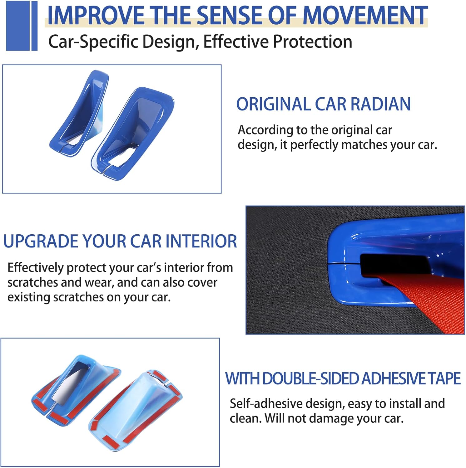 Daeiclru Car Seat Safety Belt Cover Trim Compatible with Chevrolet Corvette C8 2020-2023, ABS Seat Belts Brackets Molding Decorative Cover Trim, Interior Accessories 2PCS (Blue)