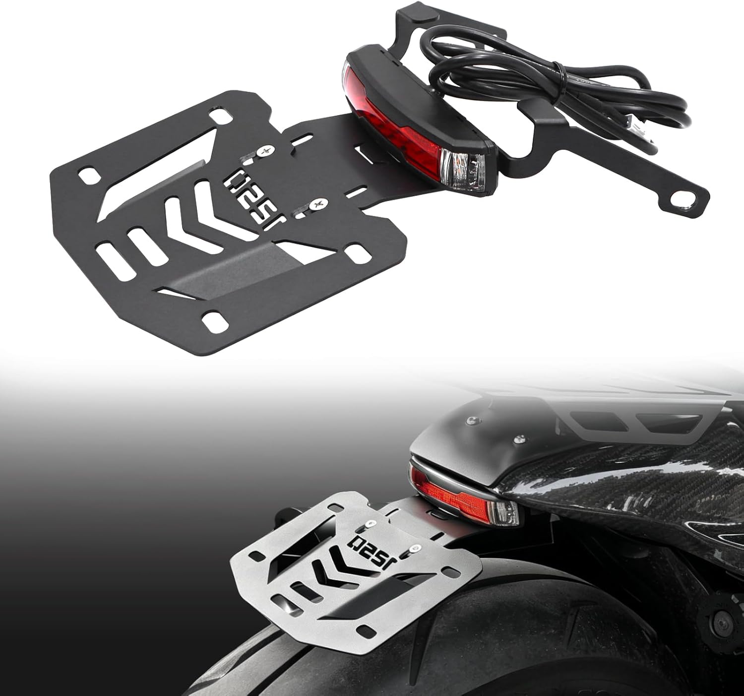 Motorcycle License Plate Holder Mount Compatible with Sportster S RH1250 2021 2022 2023 2024 2025 License Plate Bracket with LED Signal Light Fender Eliminator Kit