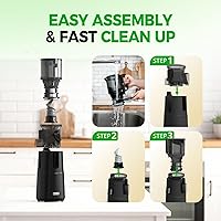 Vista 6 de Cold Press Juicer, WETIE Juicer Machines with 5.3" Large Feed Chute for Whole Fruits & Vegetables, Juice Extractor Slow Masticating Juicer with 99%