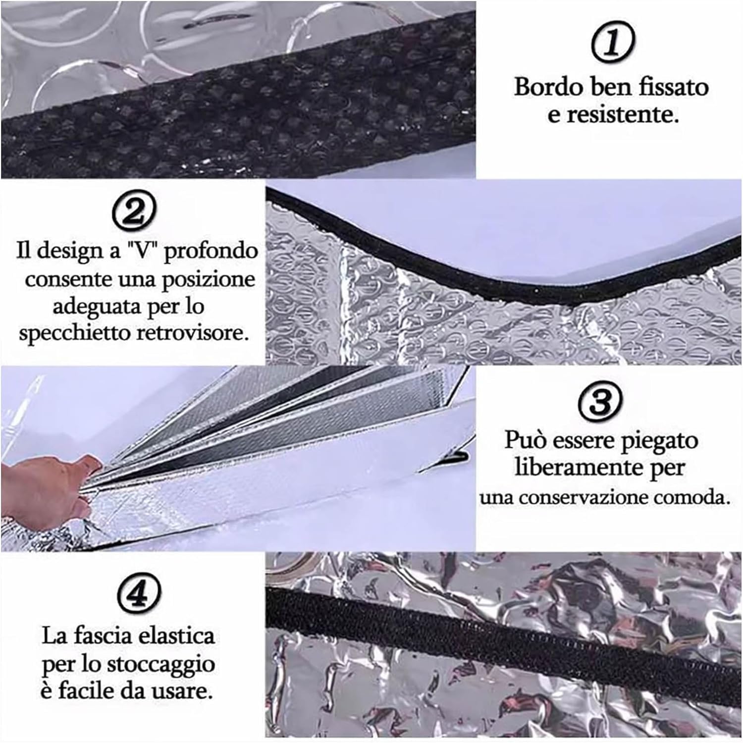 Parasole Auto Parabrezza Interno Pieghevole (130 * 60) – Protezione Sole UV, Riduce Calore, Adatta per La Maggior Parte dei Veicoli (Argento 130 * 60)