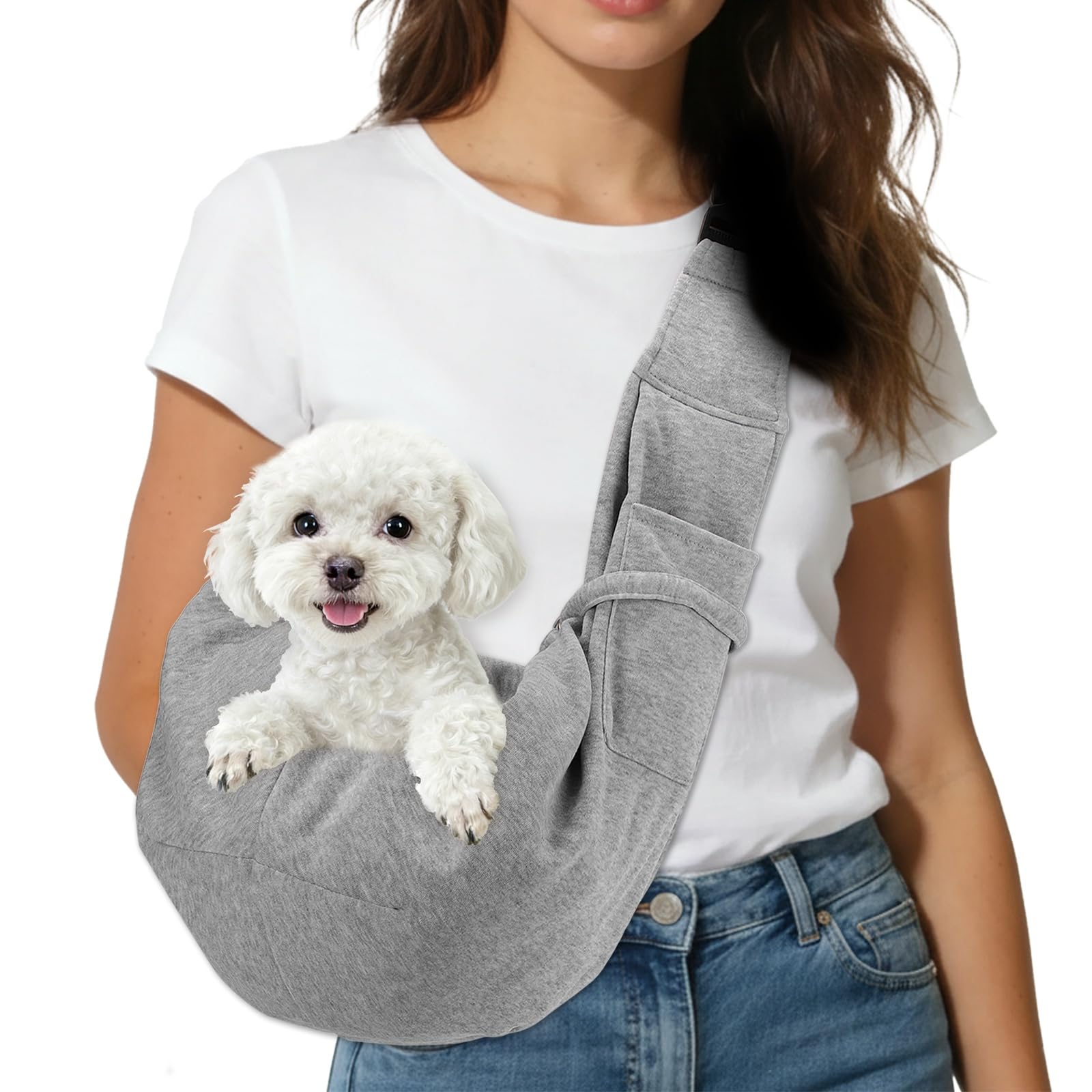 Sac à bandoulière pour petits chiens et chats transport animaux 7,5 kg maille respirante grise