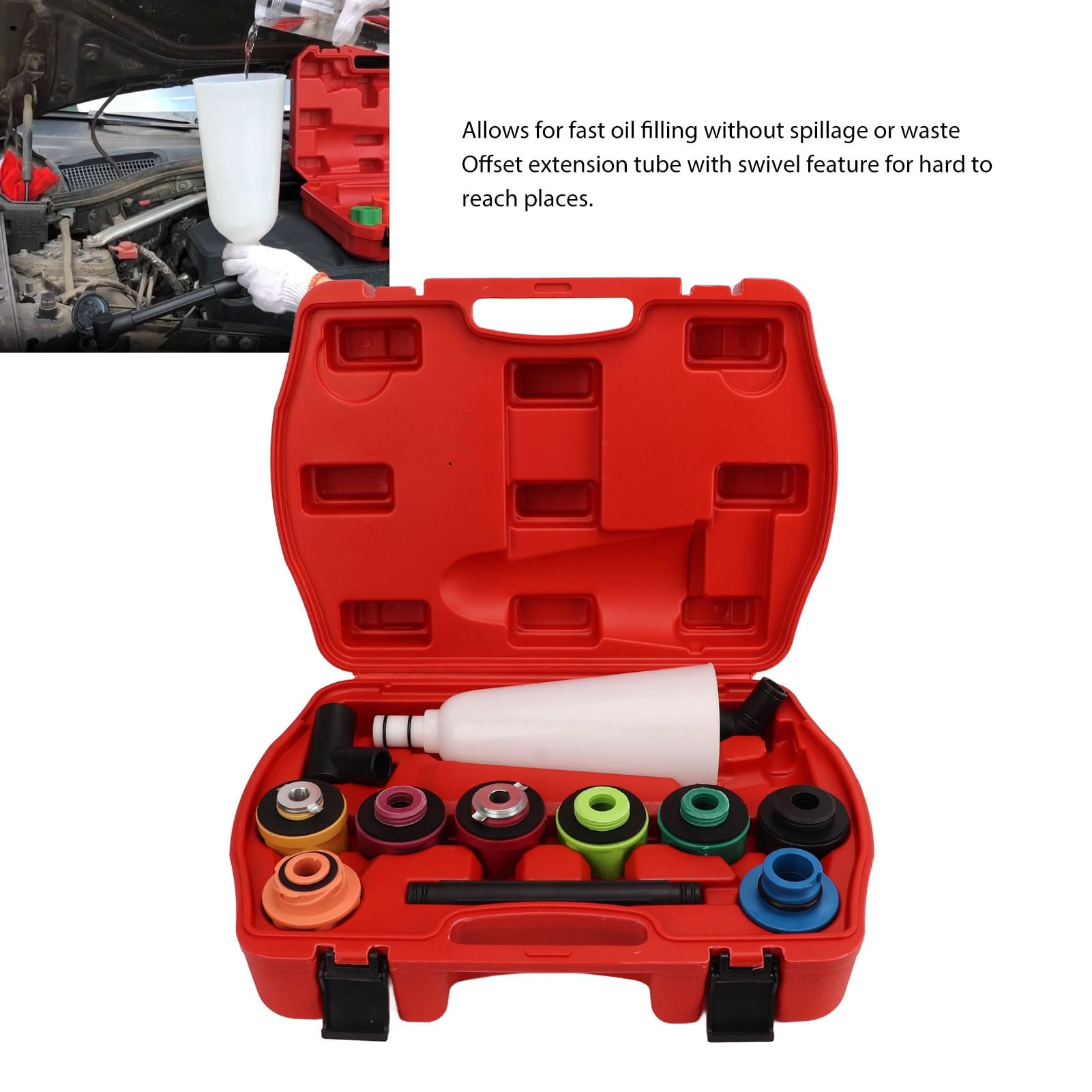 Kit de relleno de aceite de embudo offset Extension Tube Color Coded Adapters Efficient Automotive Use 5pcs