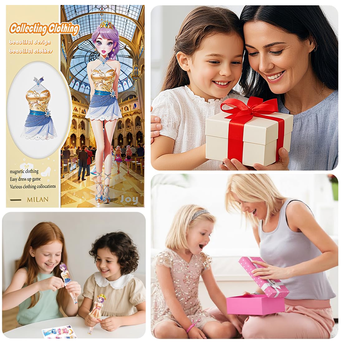 Muñecas de Vestir Magnéticas Muñeca de Papel de Vestir de Princesa Juguete de Juego de Viaje de Simulación y Juego Muñeca de Portátil para Vestir Princesas Regalo para Niña (Joy)