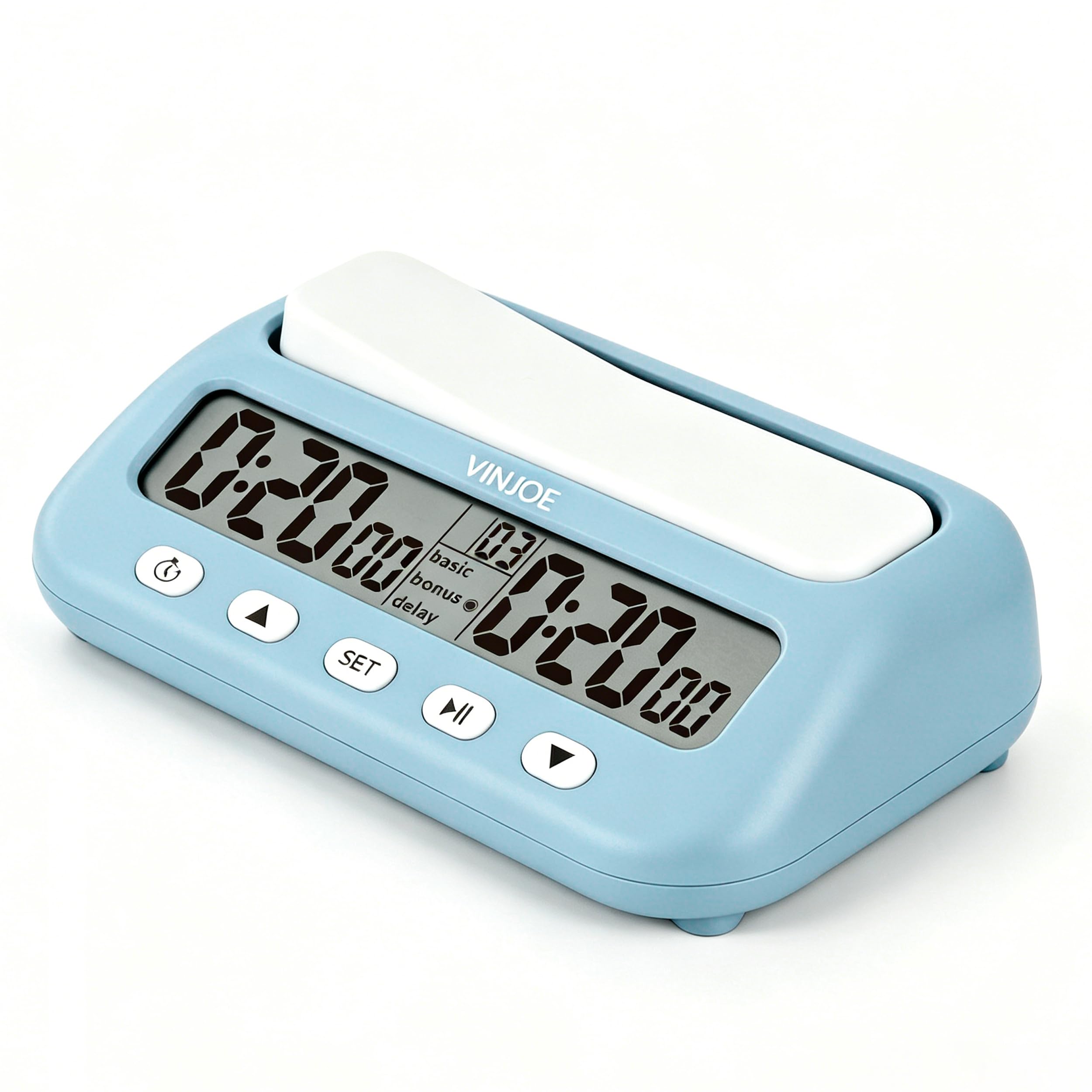VINJOE Schachuhr, digitaler Schach-Timer, professionell für Brettspiele, tragbare digitale Schachuhr und Spiel-Timer mit Basic, Bonus, Verzögerung und positiven Zeitfunktionen, beste Geschenke für