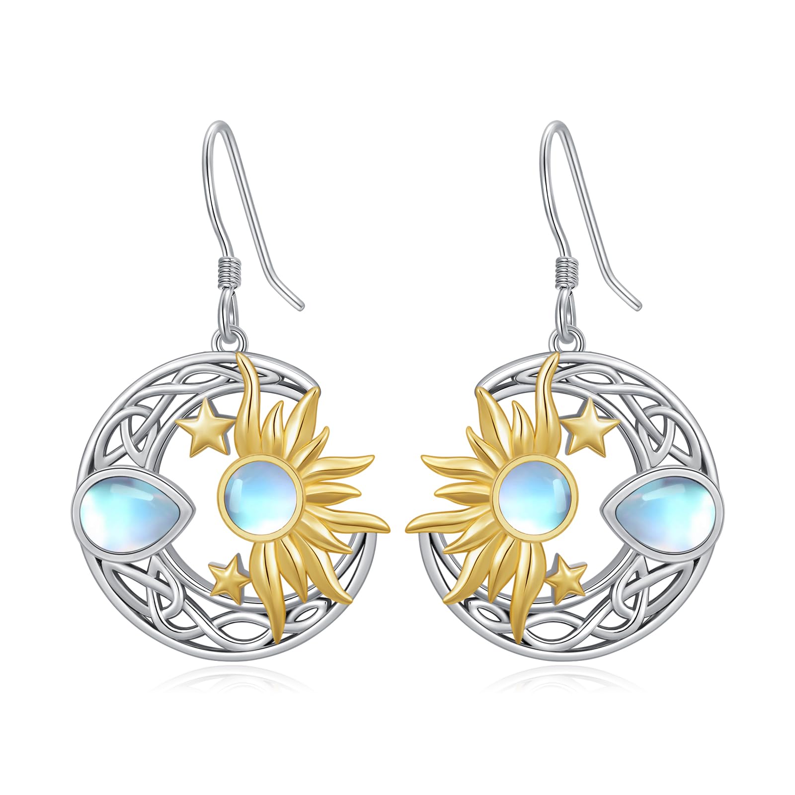 AOBOCO925 Sterling Silver Sun and Moon Star Earrings Birthday Christmas Valentines Day Mothers Day Jewelry Gift for Women Girls Mom