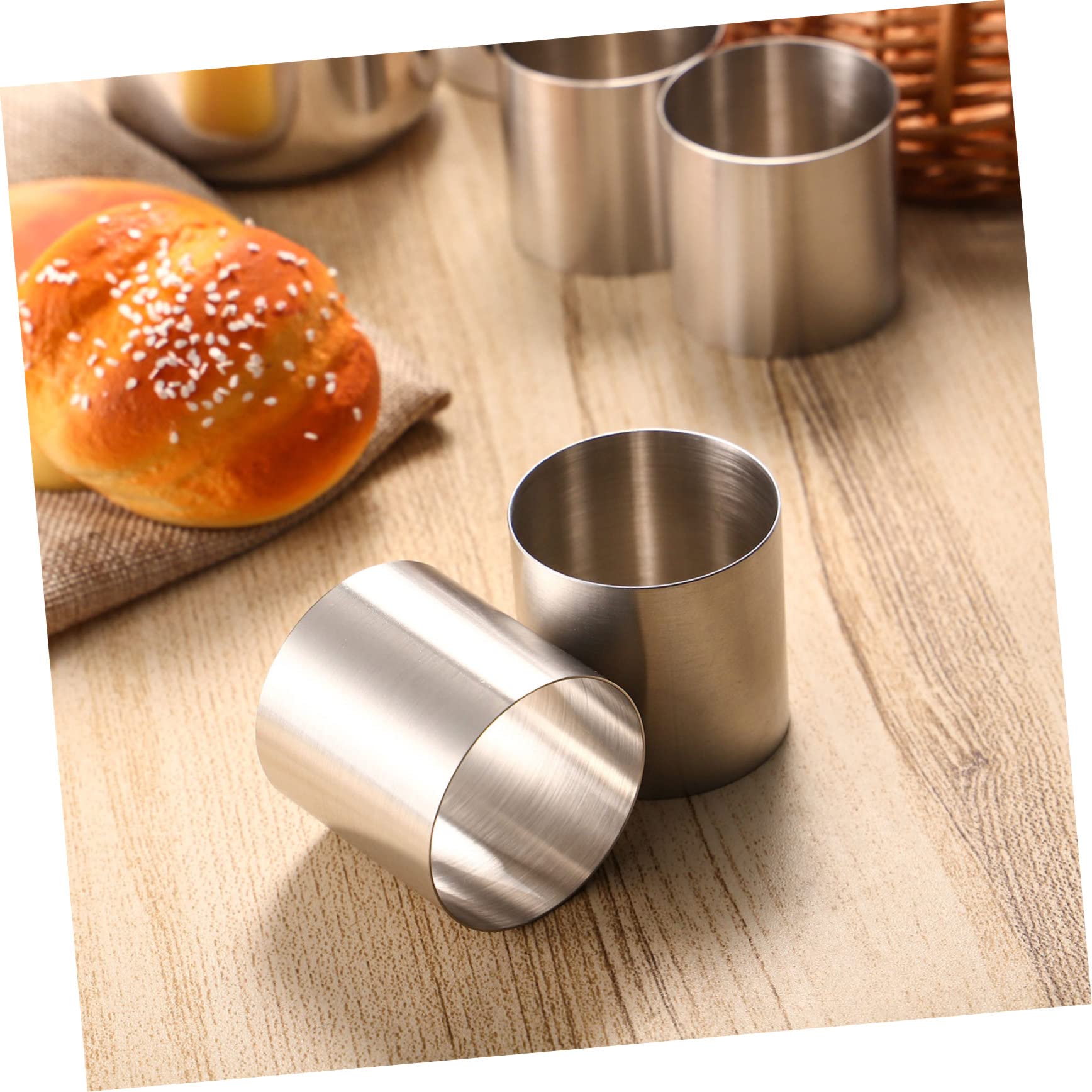 POPETPOP Moules à Pâtisserie Ronds Miniatures 8 Pièces en Acier Inoxydable | Finition Argentée, Bords Lisses, Nettoyage Facile, Lot Compact pour Dessert Individuel et Biscuit