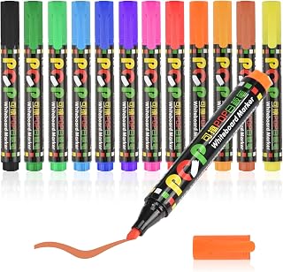 EooUooIP 12Pcs Whiteboard Markers Set-Dry Erase Markers Assorted Colors Whiteboard Markers Bulk for Teacher Child Student on School Office Multicolor Chalk Markers Pens Gift Set Glass & Window Pen