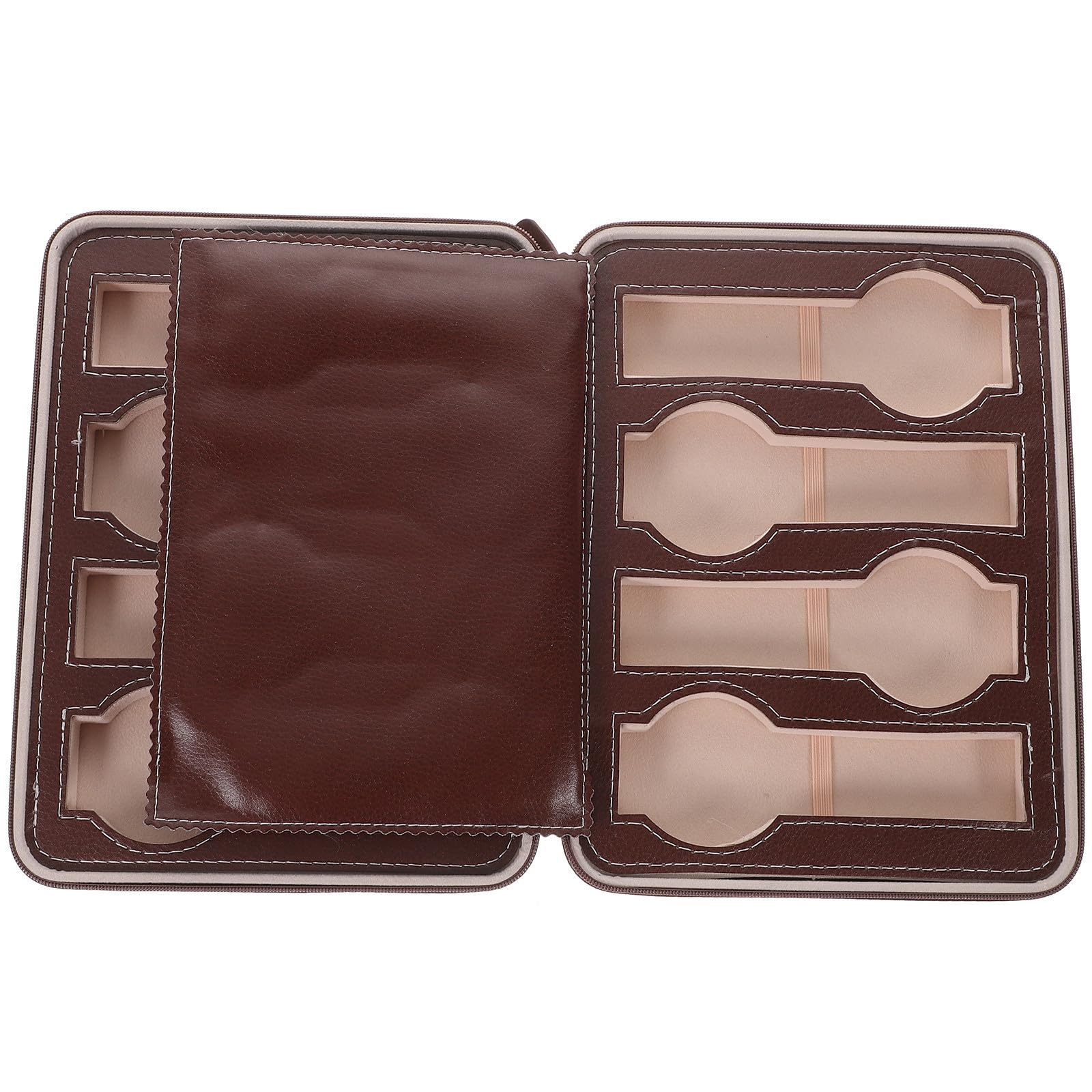 Bolsa de Almacenamiento para Relojes 8 Ranuras de Cuero y Tela, Diseño Delicado y Portátil, Adecuado Hogar Tienda