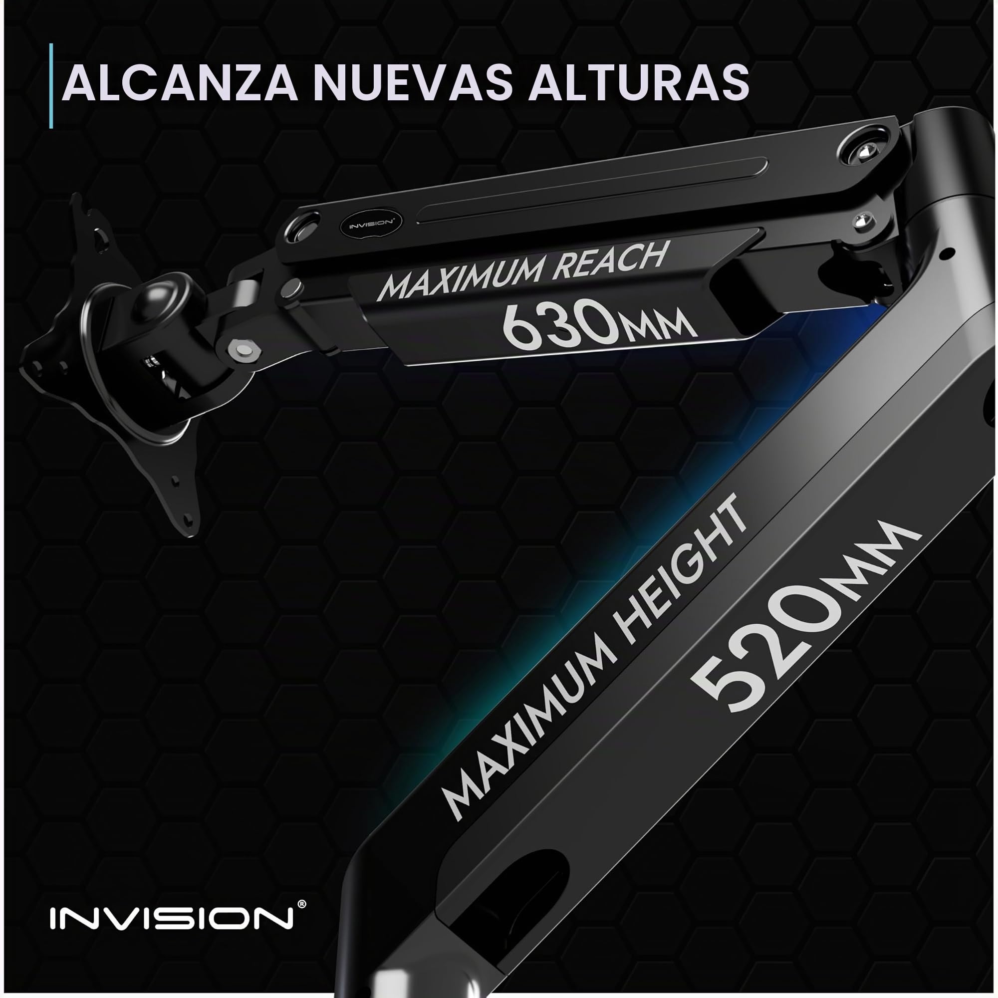 Invision Soporte de Brazo para Monitor para Pantallas 24-40" Abrazadera de Escritorio Ergonómica Ajustable en Altura VESA 75/100mm 2-15kg (MX450)