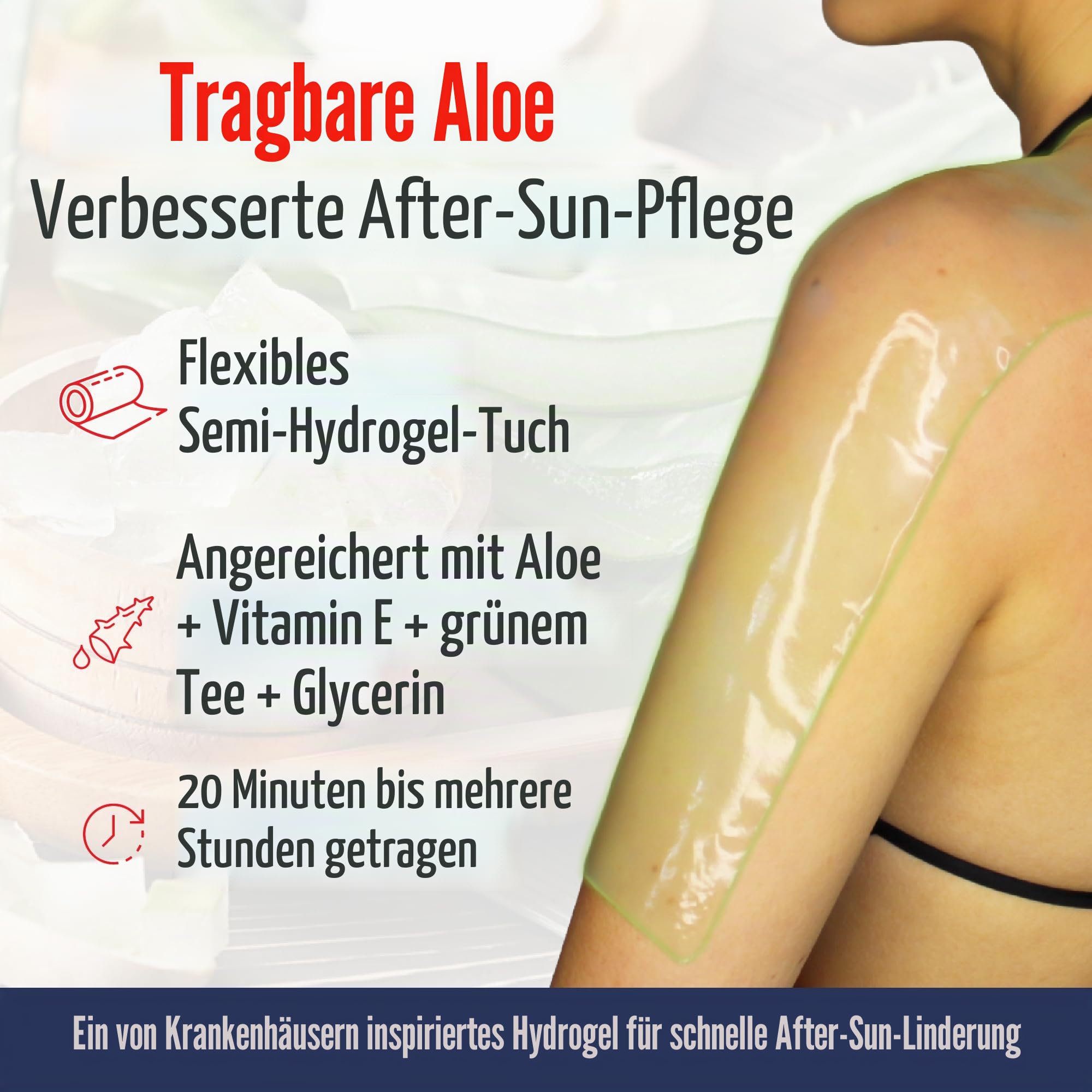 Organic Aloe Wrap for Sunburn Relief by TermaBurn - Organic Aloe Skin Treatment for Long-Lasting Relief from Pain, Itching and Peeling. Made in the USA with 100% Certified Organic Aloe
