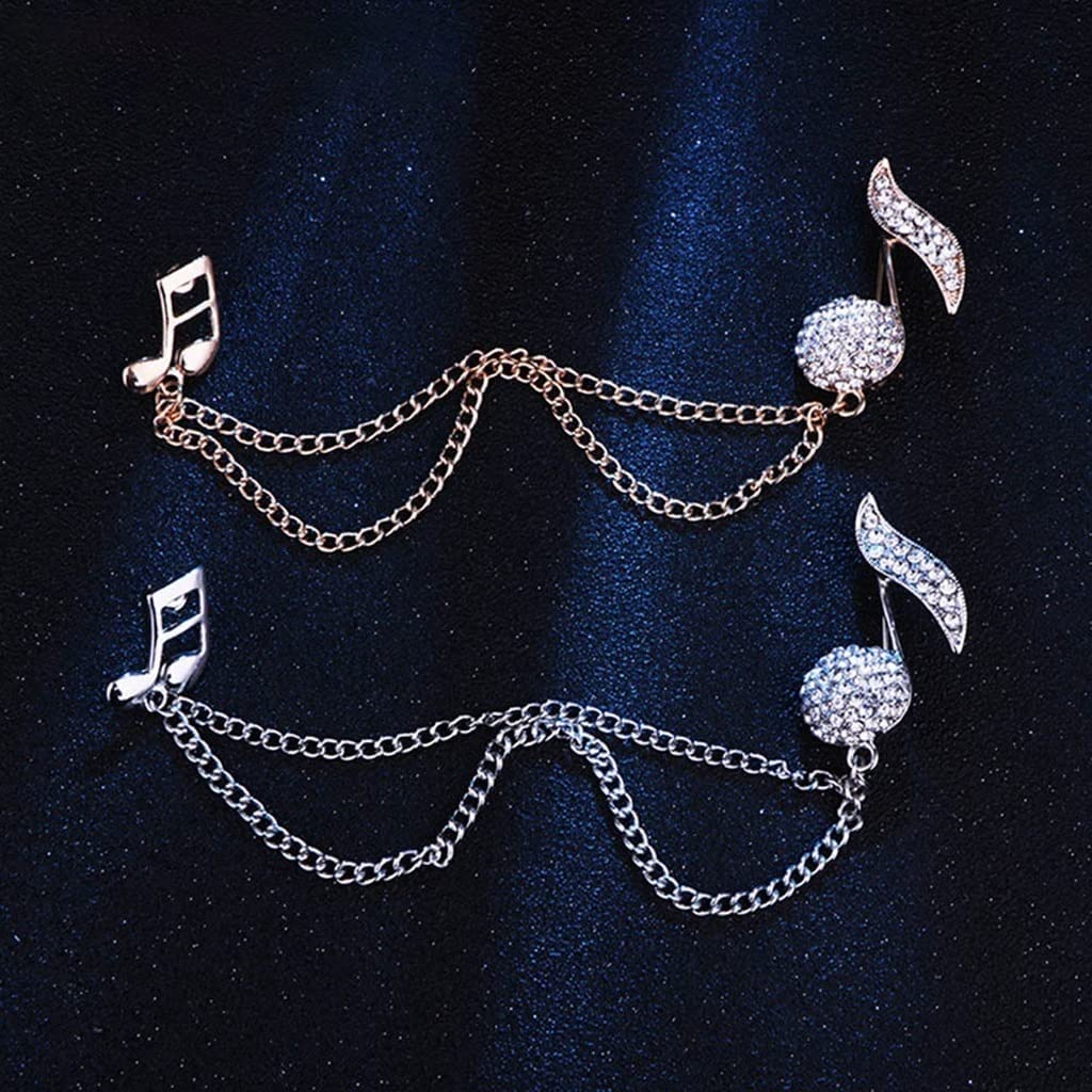 Spilla Nota musicale Spilla Spilla a catena con nappa oro argentata for uomo woem Decorazione in metallo Spilla Spilla Accessori da sposa Spilla for donna Accessori abbigliamento