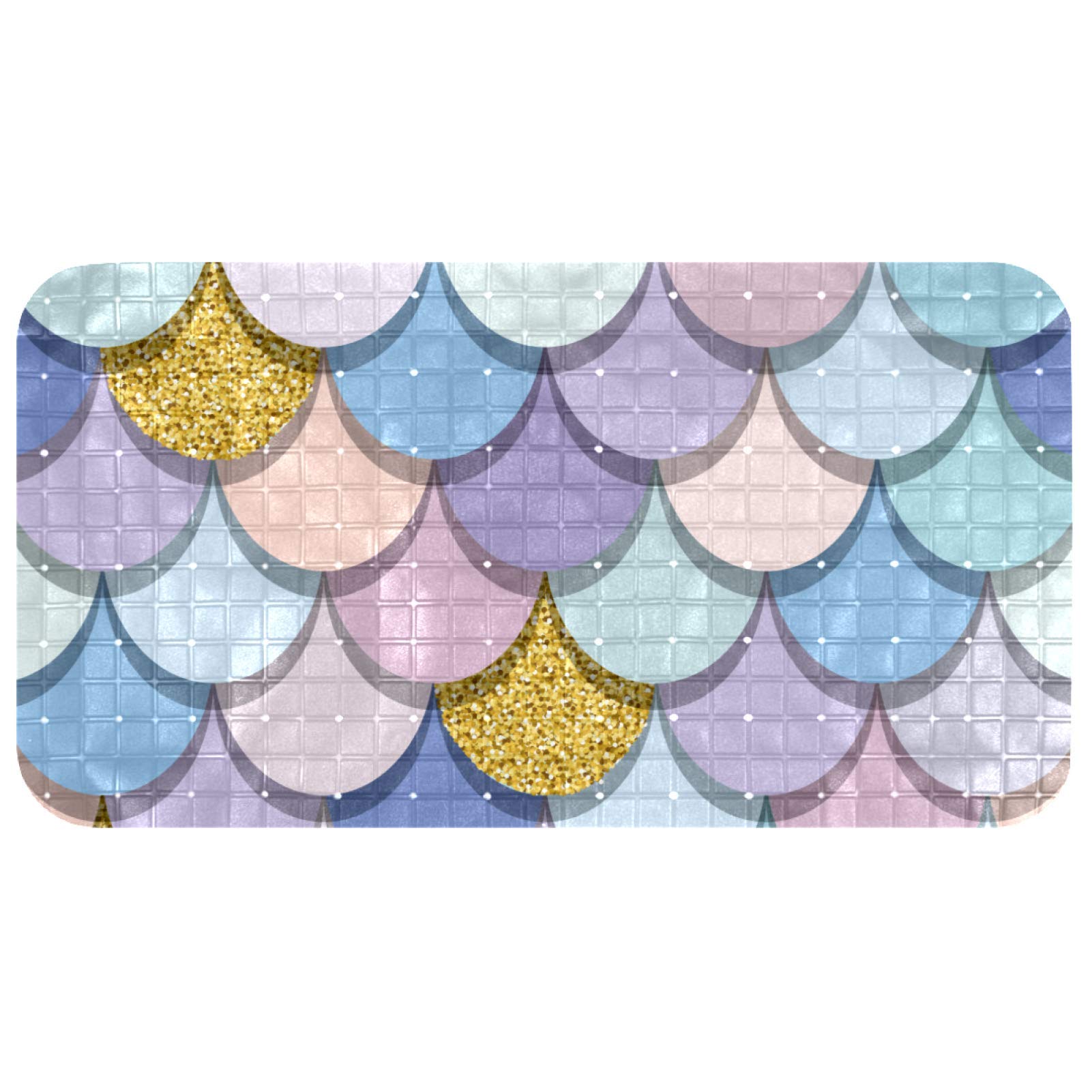 Tapis de bain sirène Bennigiry 37x68 cm avec ventouses et trous de drainage pour douche