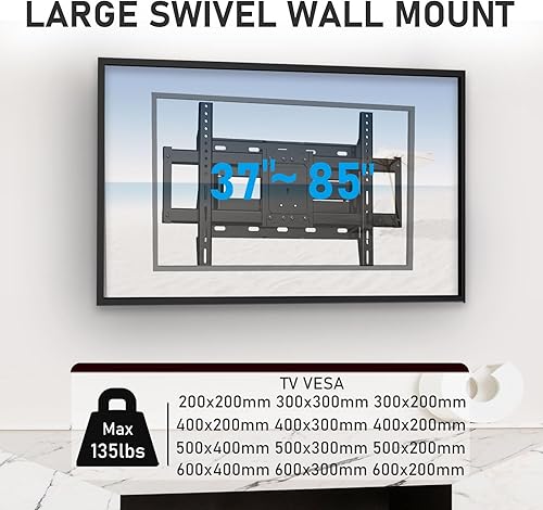Miniatura 2 de Soporte de pared para TV de movimiento completo, televisores planoscurvos de 37 a 85 pulgadas, brazos articulados giratorios, VESA máximo de 23.16 x