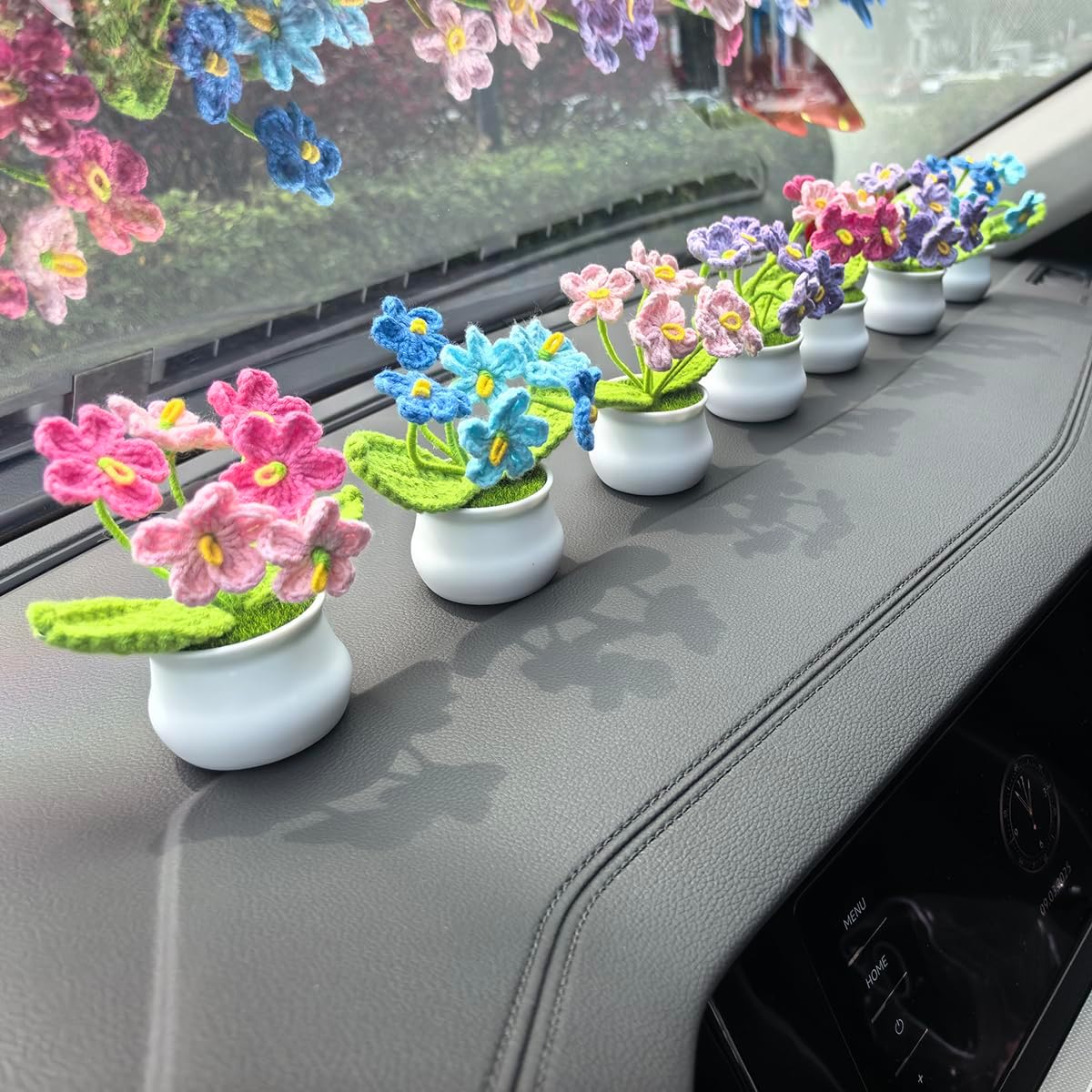 Handmade Crochet Forget-Me-Not Artificial Flowers - No Maintenance Potted Plants for Home Decor, Wedding & Birthday Gifts (Gradient Pink) - Image 5