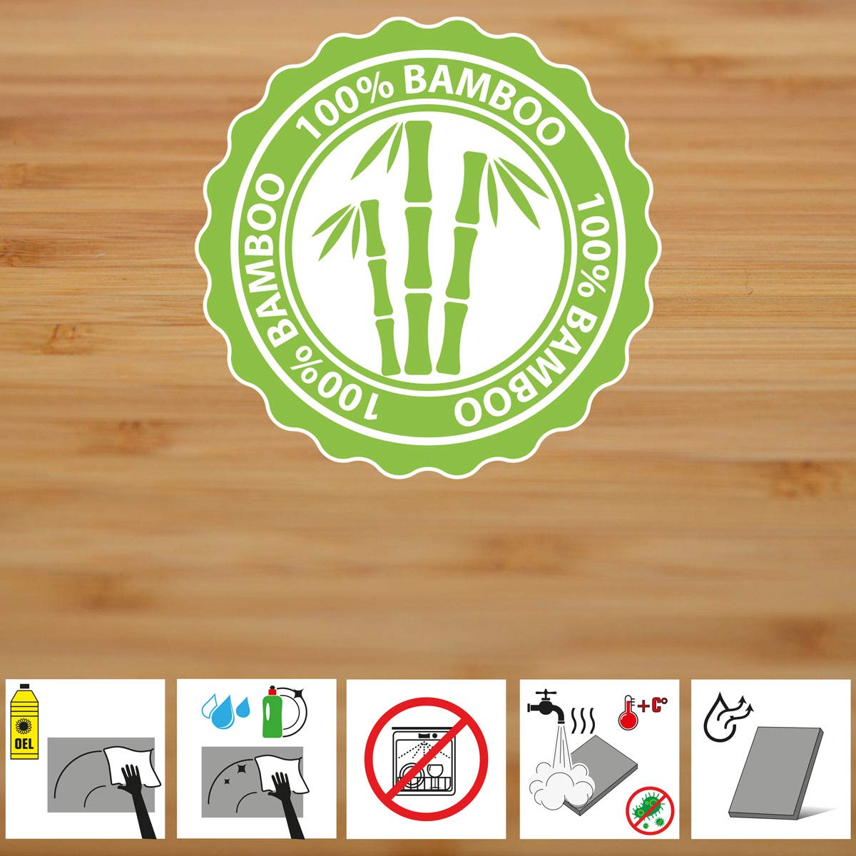 DuneDesign Lot de 4 - Planche de Service Bambou et Bol à Sauce - 30x25cm Assiette à Steak en Bois