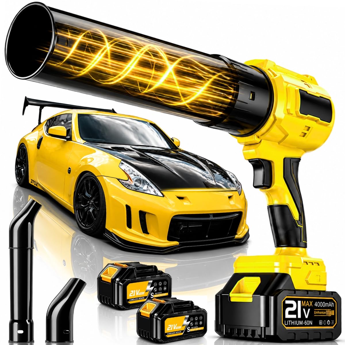 Soprador Automotivo Sem Fio 2 Baterias 15.0Ah 48V Motor Brushless 2200W Soprador