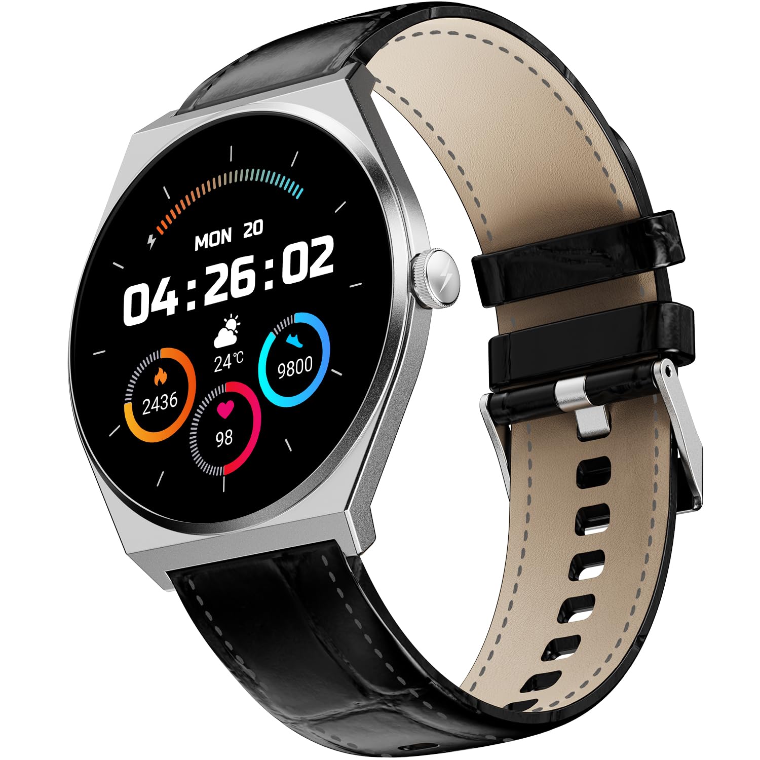 Fire-Boltt Legacy Nova Slim Smart Watch with 1.43” AMOLED Display, Bluetooth Calling, Always On Display, Ultra-Slim Design, Voice Assistant, Smart Notifications, IP68 Waterproof Shadow Black Leather-image-30