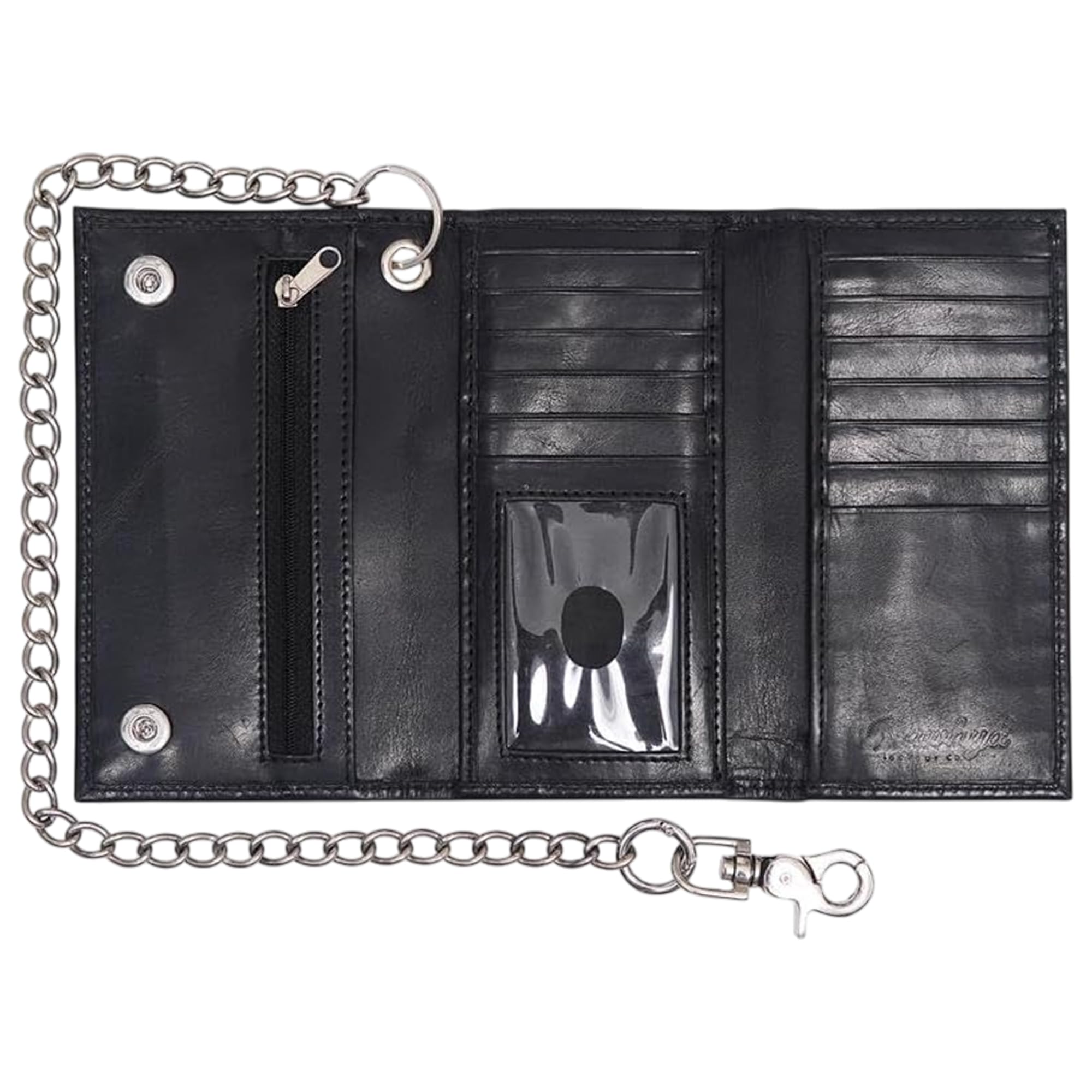 RAW HYD Leather Biker Wallets for Men with Chain – Full Grain Leather Chain Wallets for Men, Belt Loop Attachment, Snap Closure, Zipper Coin Pocket,