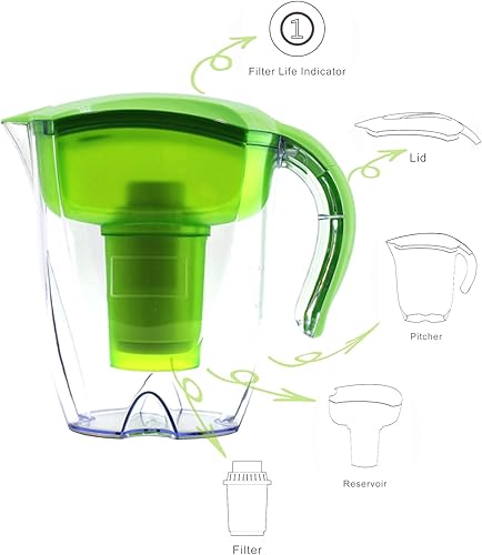 Miniatura 5 de Jarra de filtro de agua alcalina, hervidor de filtro de 3,5 L, jarra de filtro de agua alcalina de alto pH, filtración única de múltiples etapas,