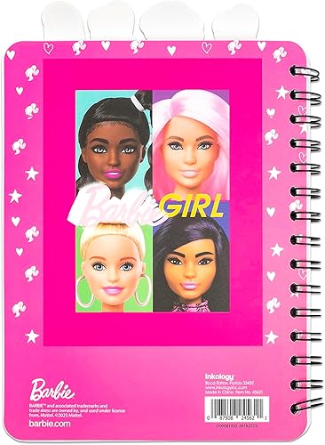 Miniatura 9 de Inkology: Diario de 4 pestañas: Barbie - 160 páginas de puntos, cuaderno espiral con temática de moda, 4 elegantes divisores de personajes, notas de