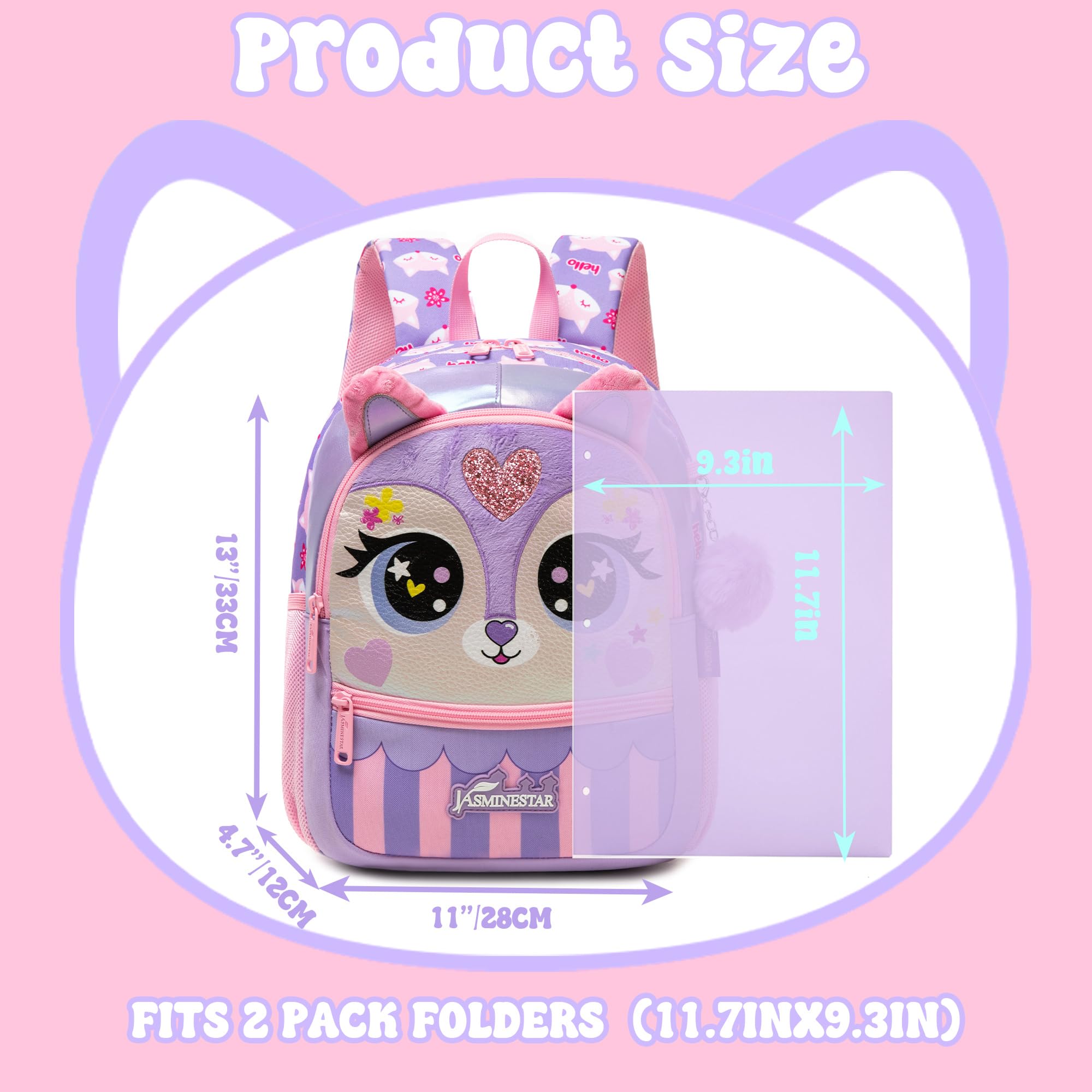 HTgroce Plecak Dzieci Zwierzęta Mignion Przedszkole Szkolny Przedszkole Dla Dziewcząt Chłopców Prezent, A-fioletowy kot, 33x28x12 cm, Dziecko