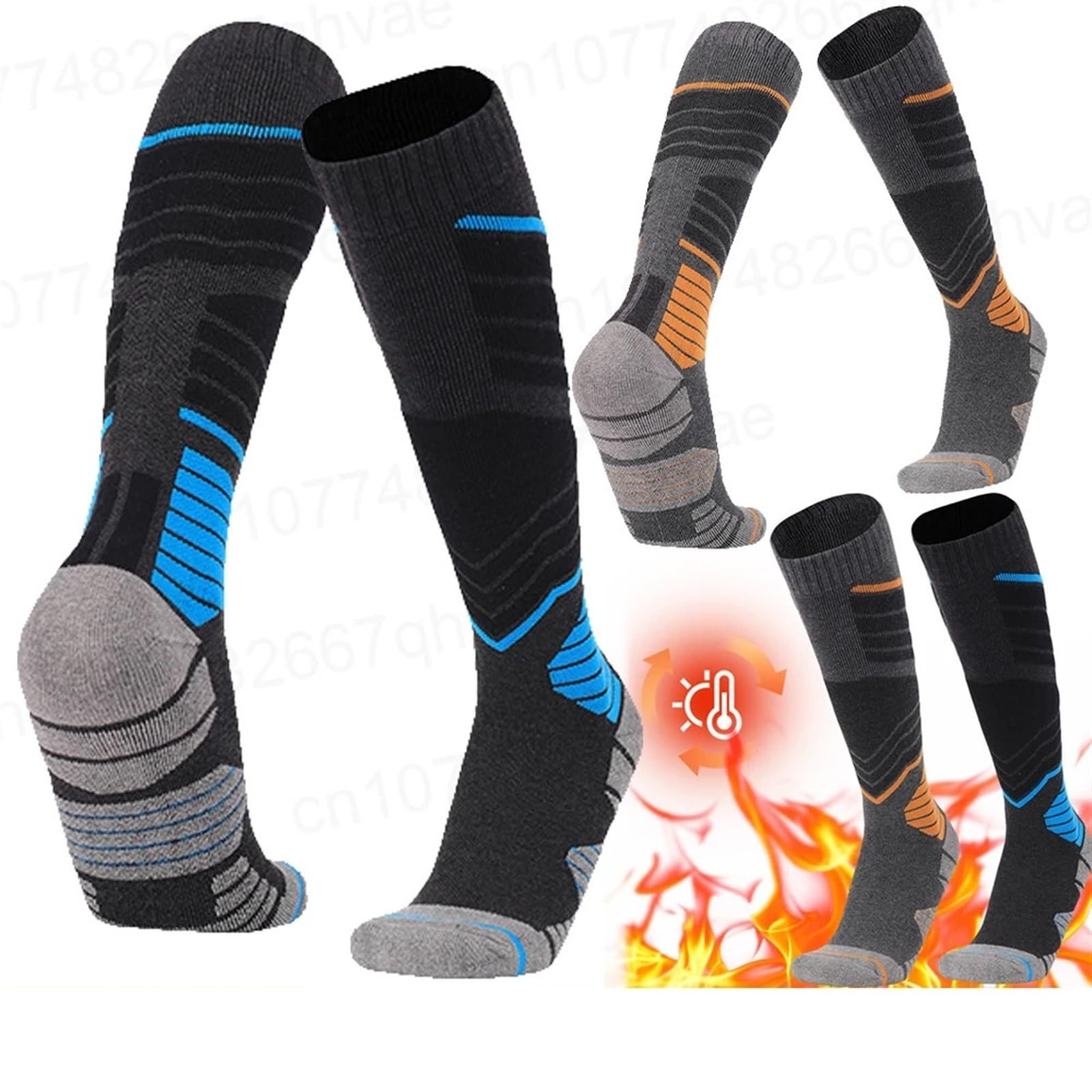 Chaussette Ski Chaussettes de Ski Hautes d'hiver en Coton à séchage Rapide, Chaussettes randonnée Confortables for Femmes et Hommes, Bas Chauds, Sport d'escalade
