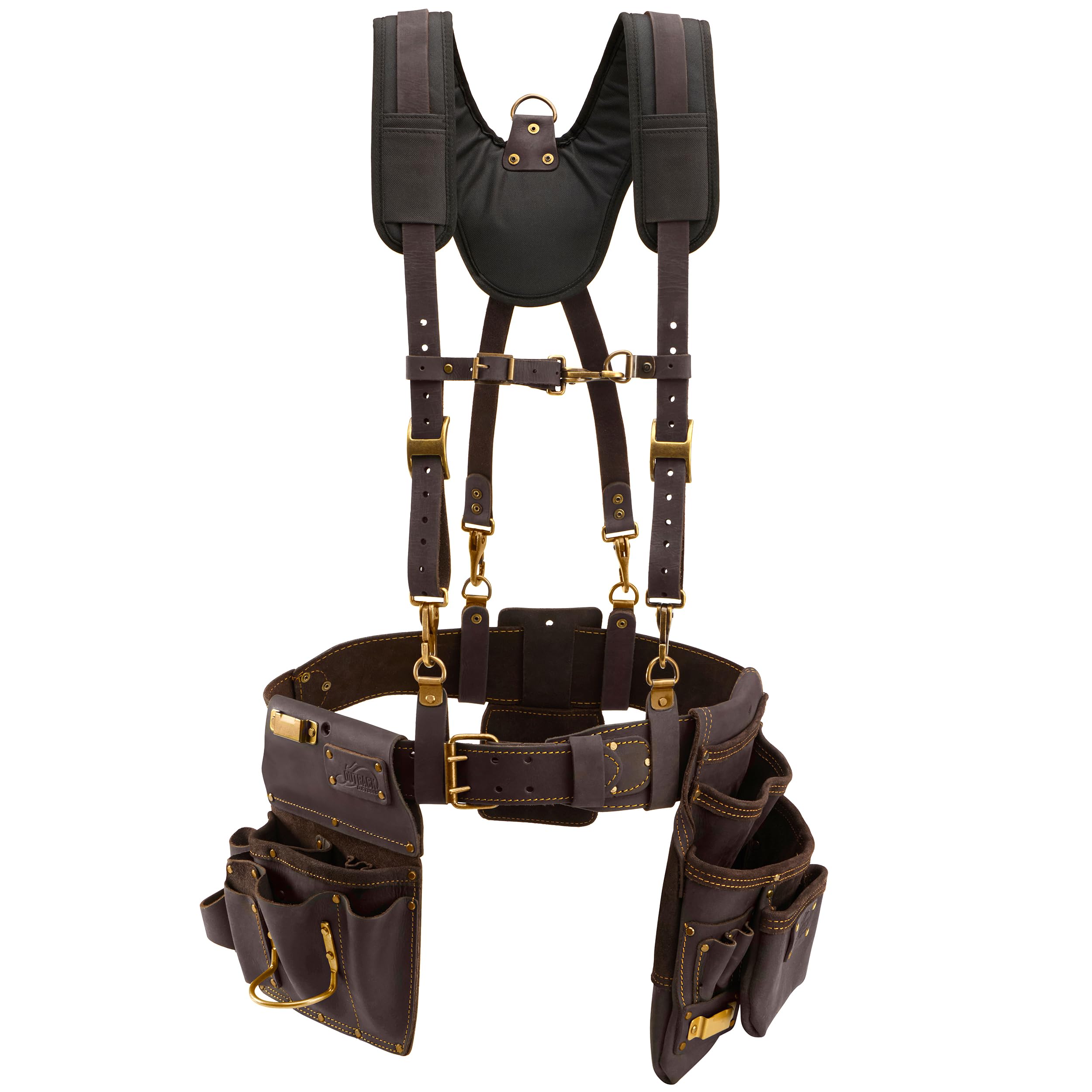 OX Drywall Tool Belt + Suspenders - Leather Tool Pouch Rig - Size Small