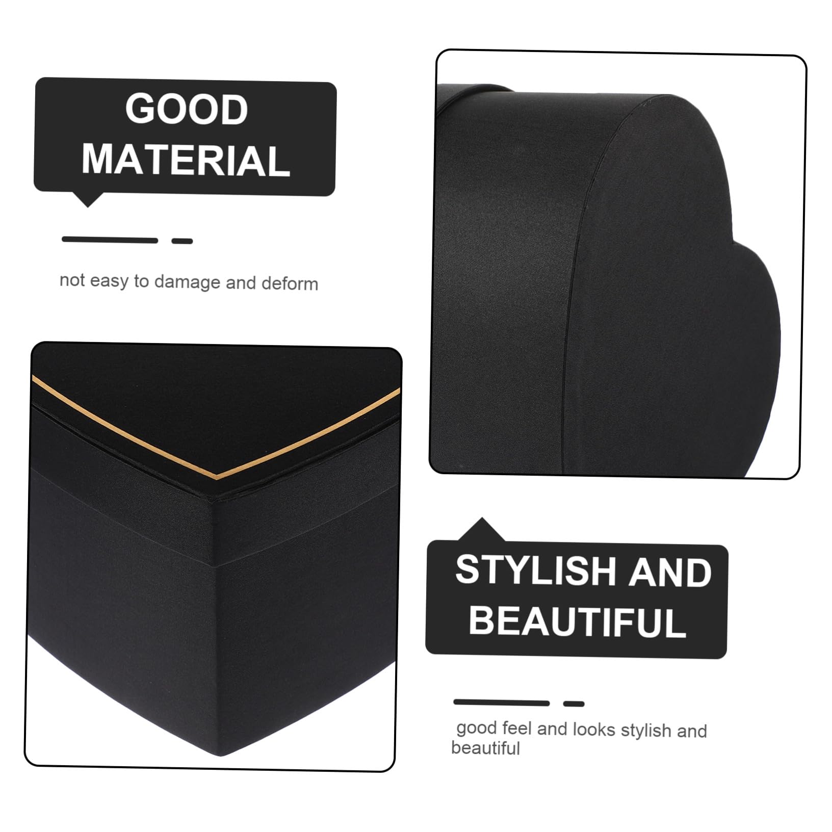 WATIIFUFU Herzförmige Geschenkbox Schwarz mit Deckel aus Stoff in Herzform für Abschlussfeier und Hochzeit als Leere Karton Geschenkbox
