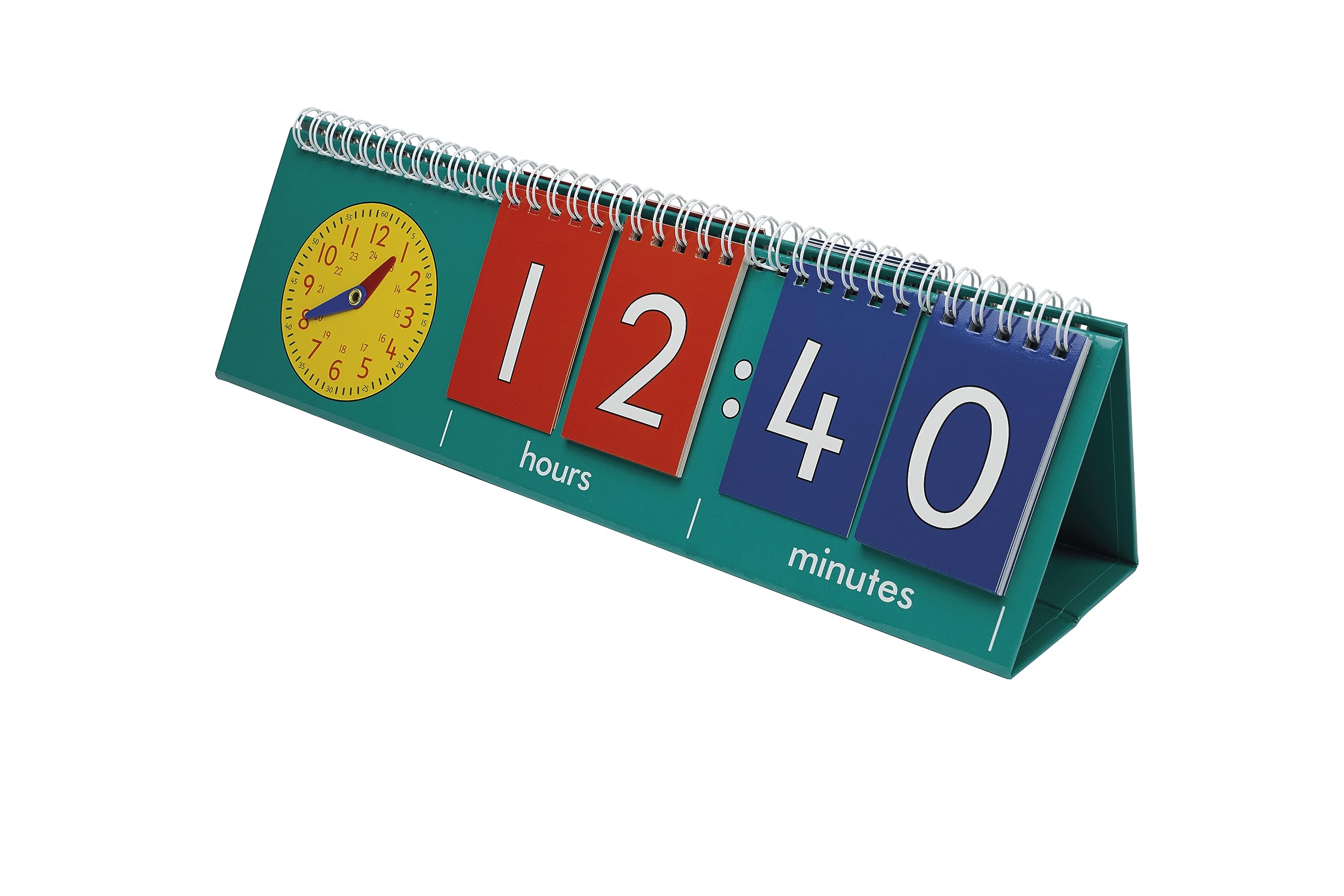 TimeTEX - Flap flip chart time with analogue clock | Easy to use & stable for learning the date and days of the week | Contents: 6-flap flip chart with colourful cards